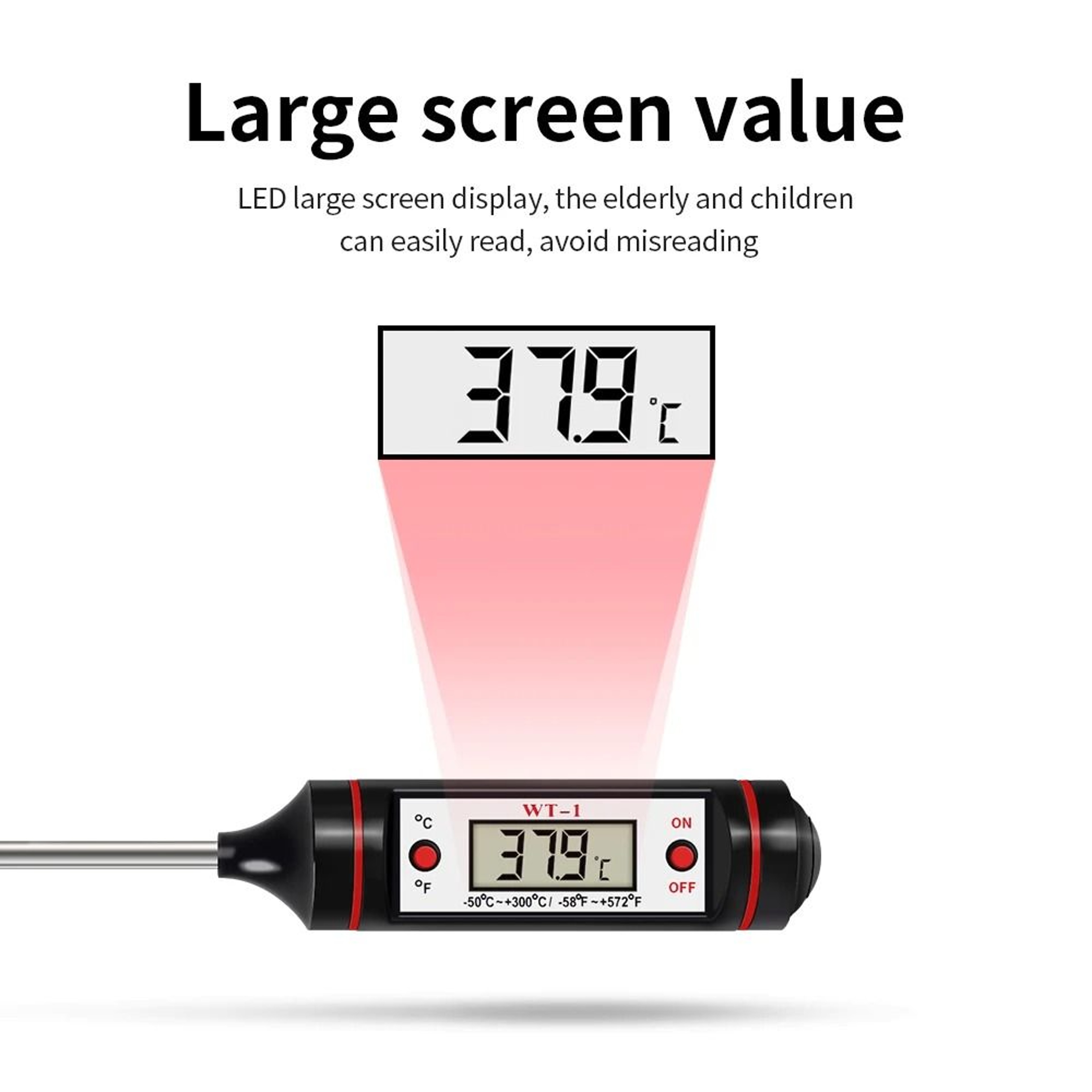 Digital Kitchen Food Thermometer With Stainless Steel Probe For Meat BBQ And Cooking 4