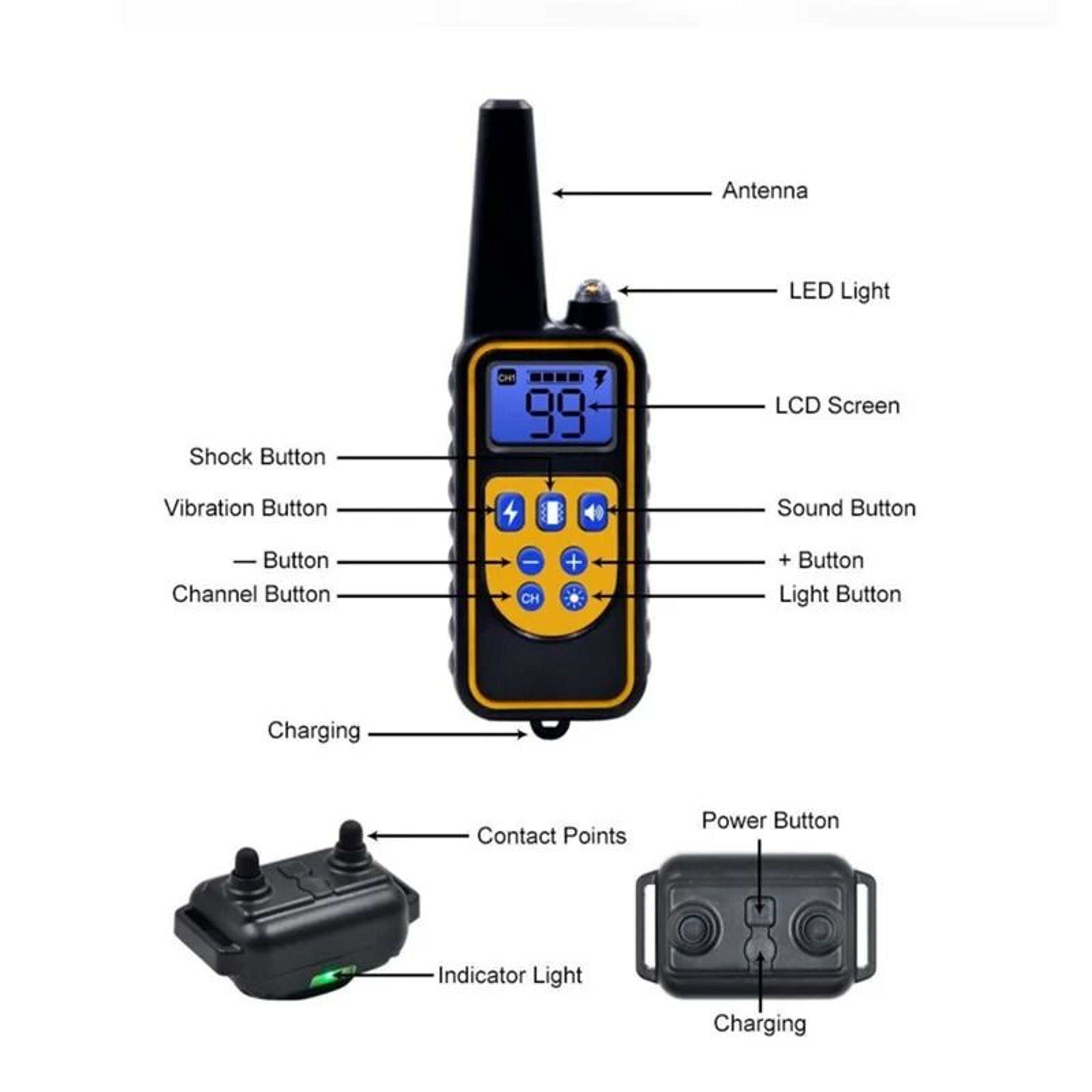 800m Waterproof Rechargeable Dog Training Collar With Remote Control 11
