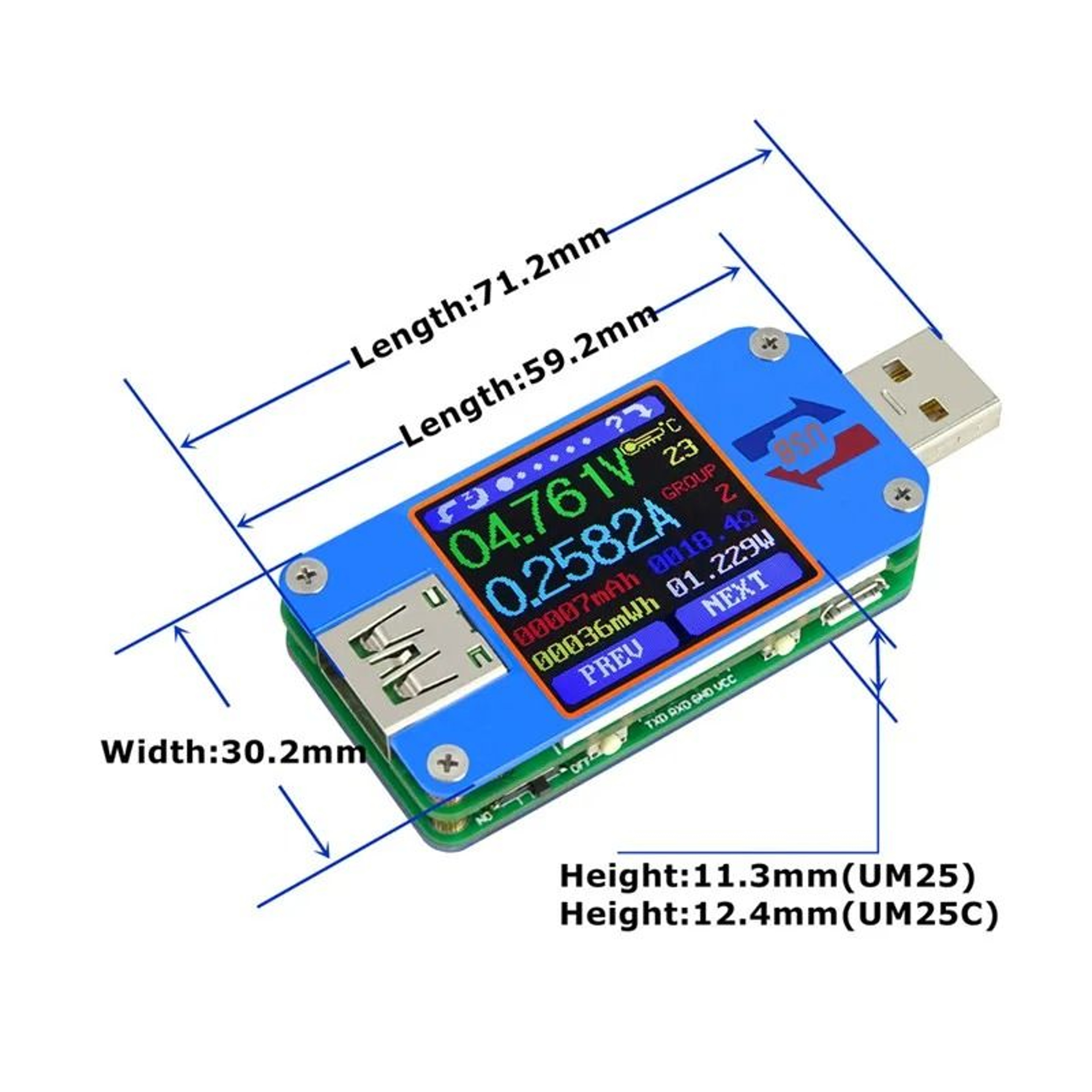 UM24 UM25 UM34 Digital USB TypeC Power Tester Color LCD Voltmeter Ammeter 12