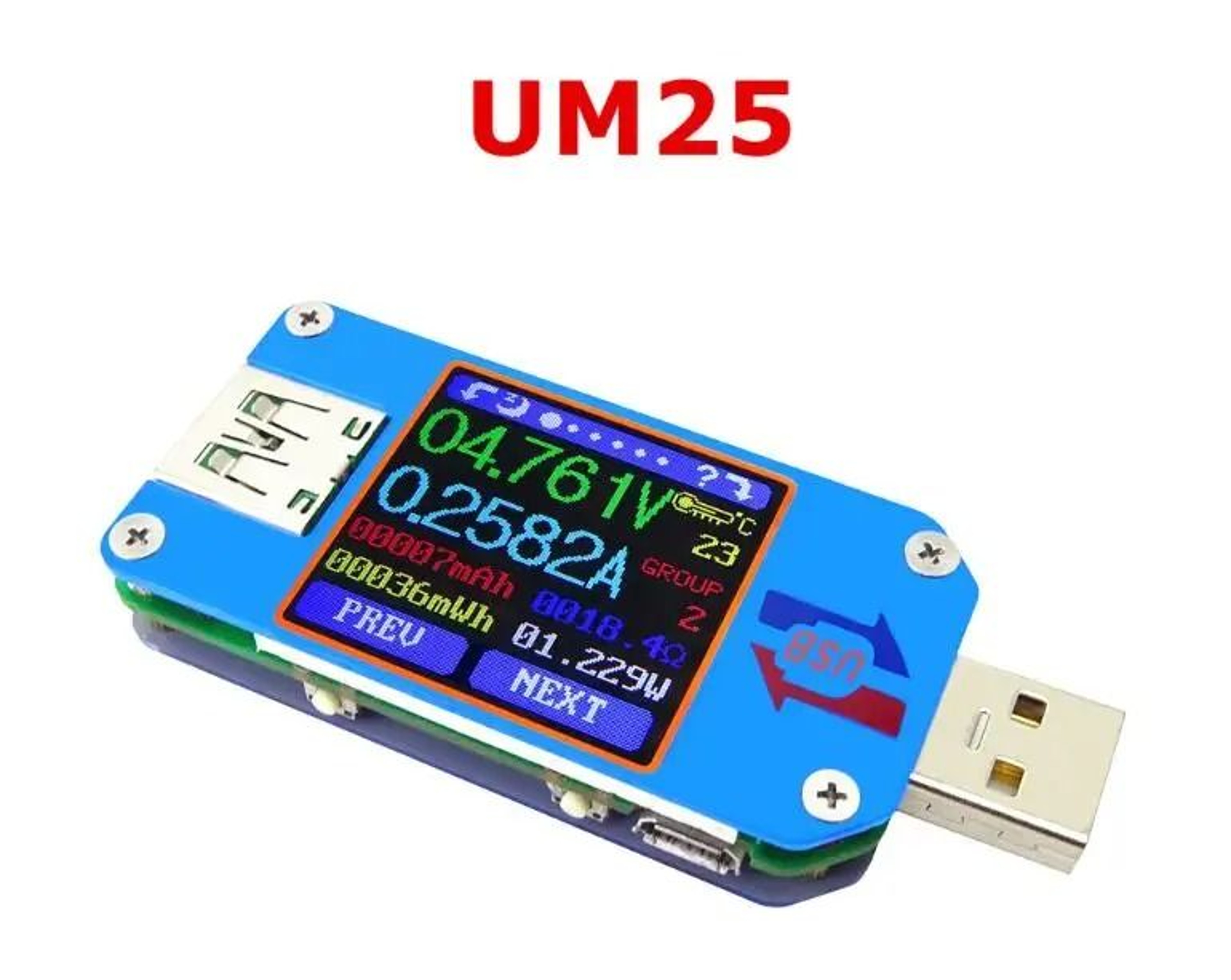 UM24 UM25 UM34 Digital USB TypeC Power Tester Color LCD Voltmeter Ammeter 6