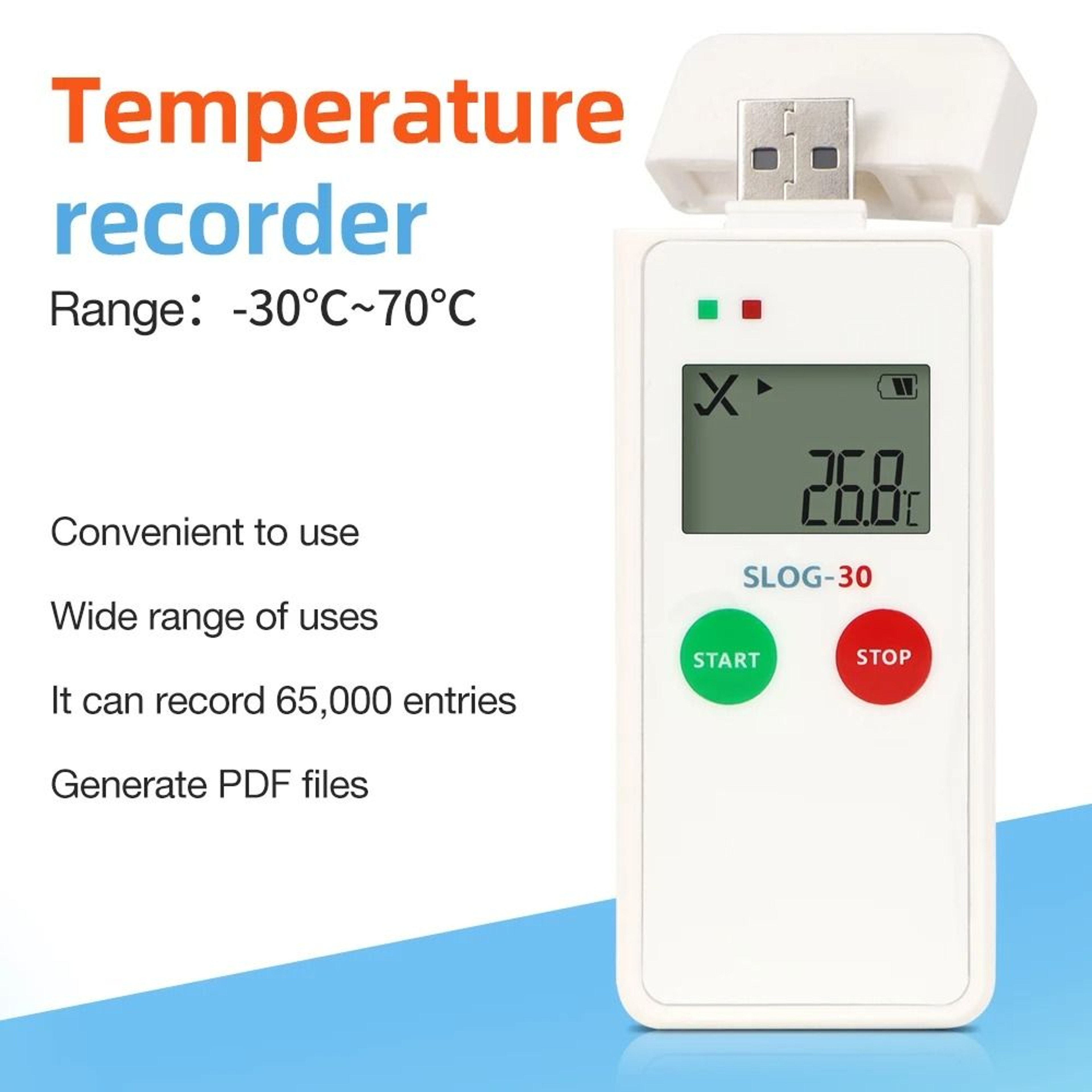 SLOG USB Temperature Data Logger 30C To 70C 65000Point Cold Chain Recorder 1