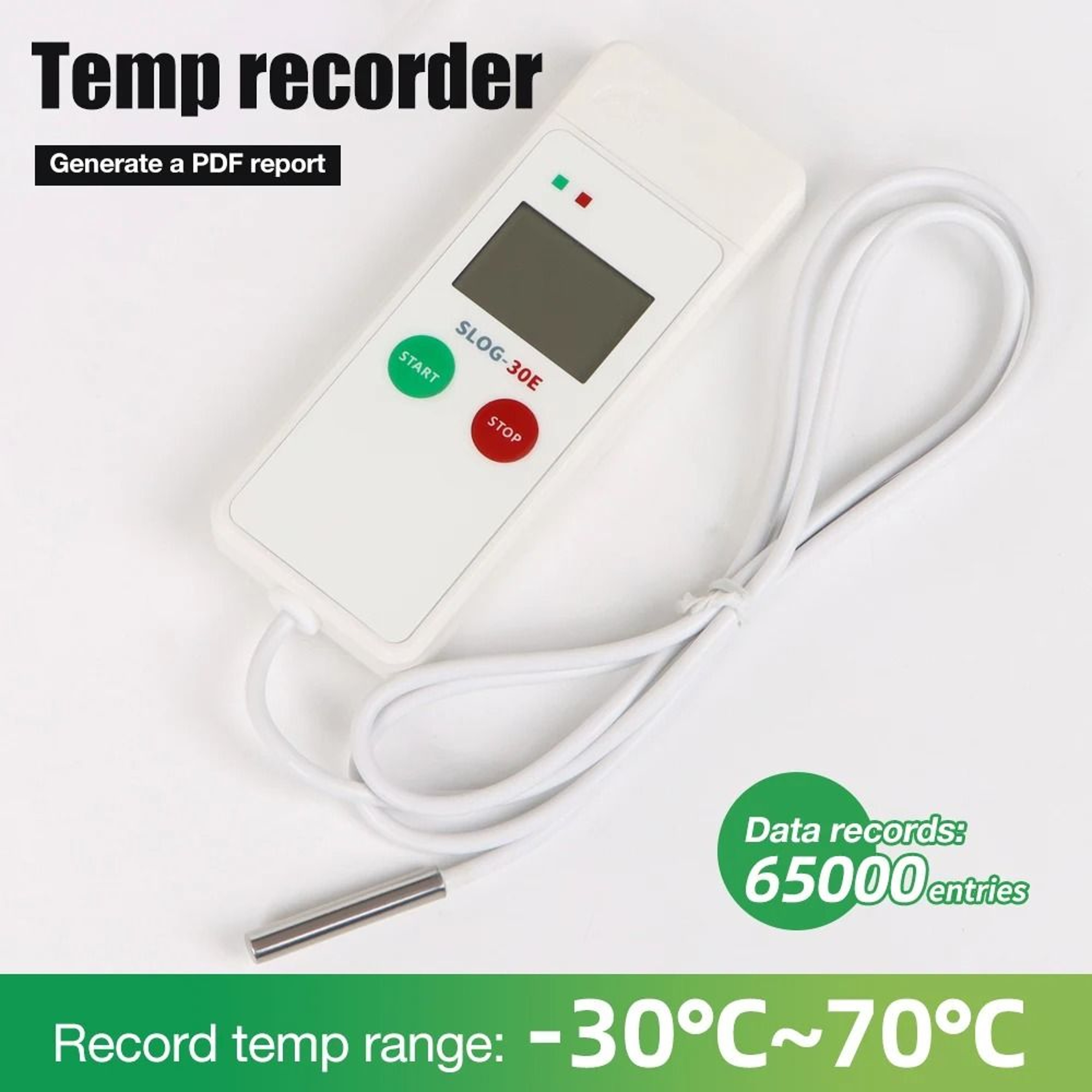 SLOG USB Temperature Data Logger 30C To 70C 65000Point Cold Chain Recorder 8