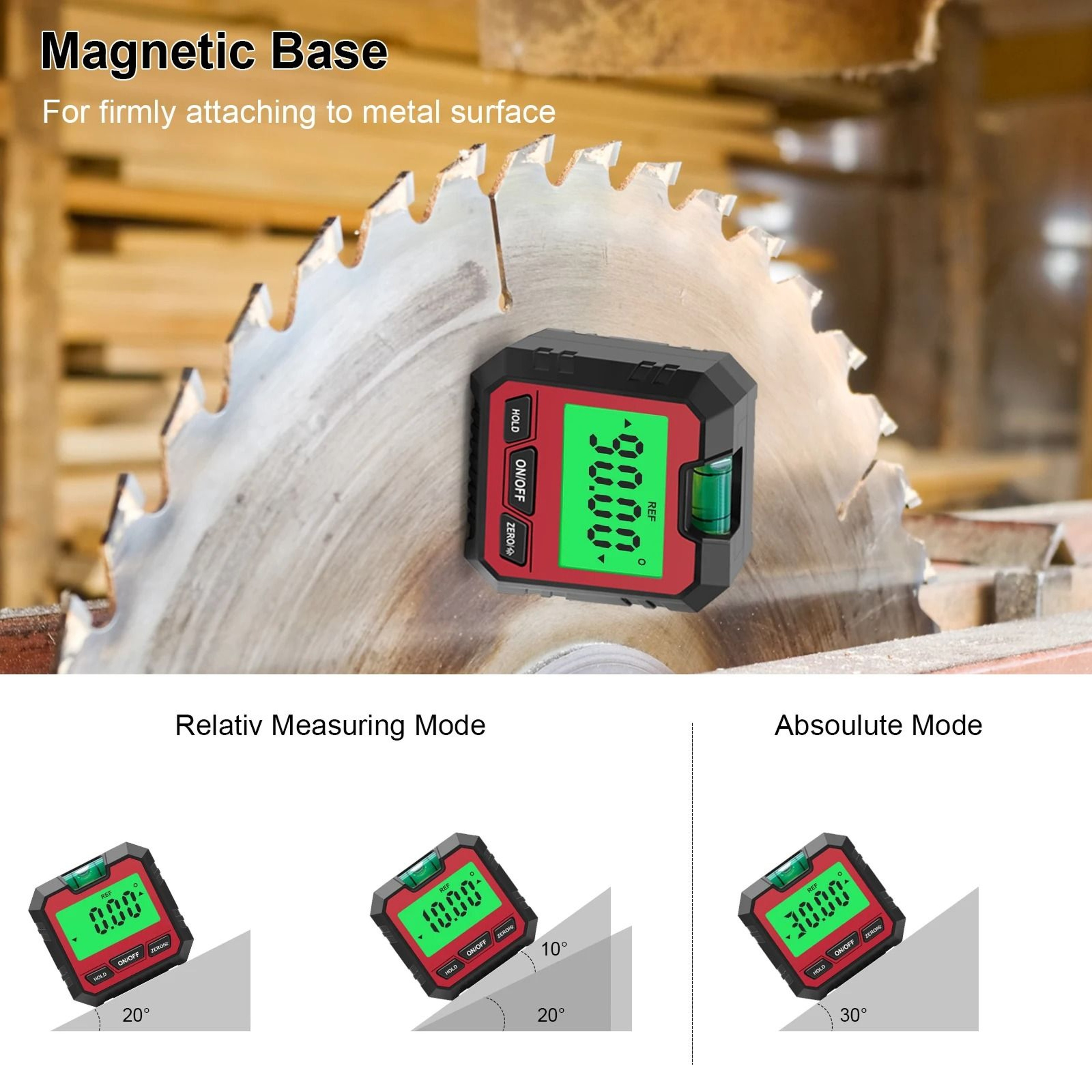 360 Digital Magnetic Protractor Inclinometer With Backlit Angle Finder 6