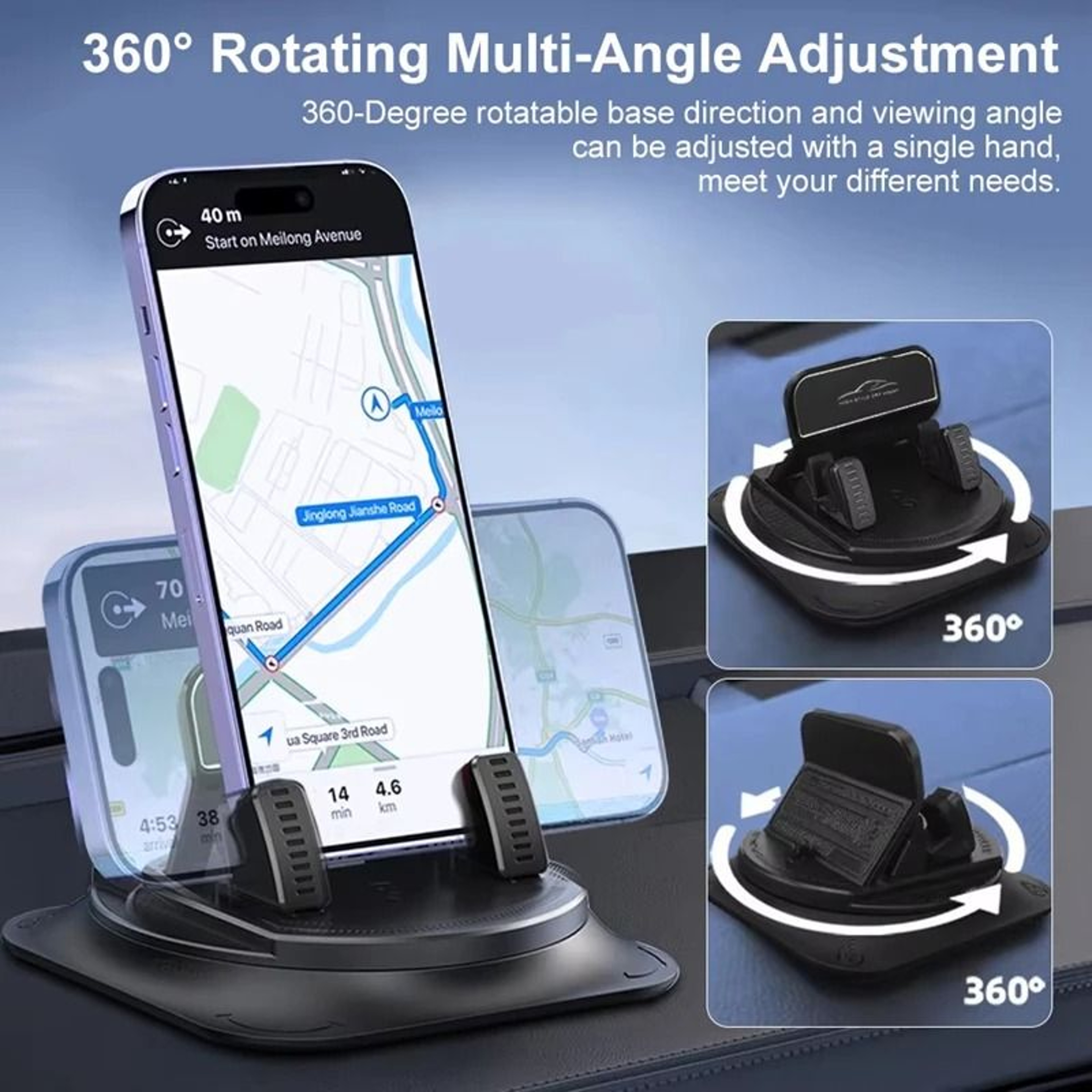 360 Rotating AntiSlip Silicone Dashboard Car Phone Mount Holder 9