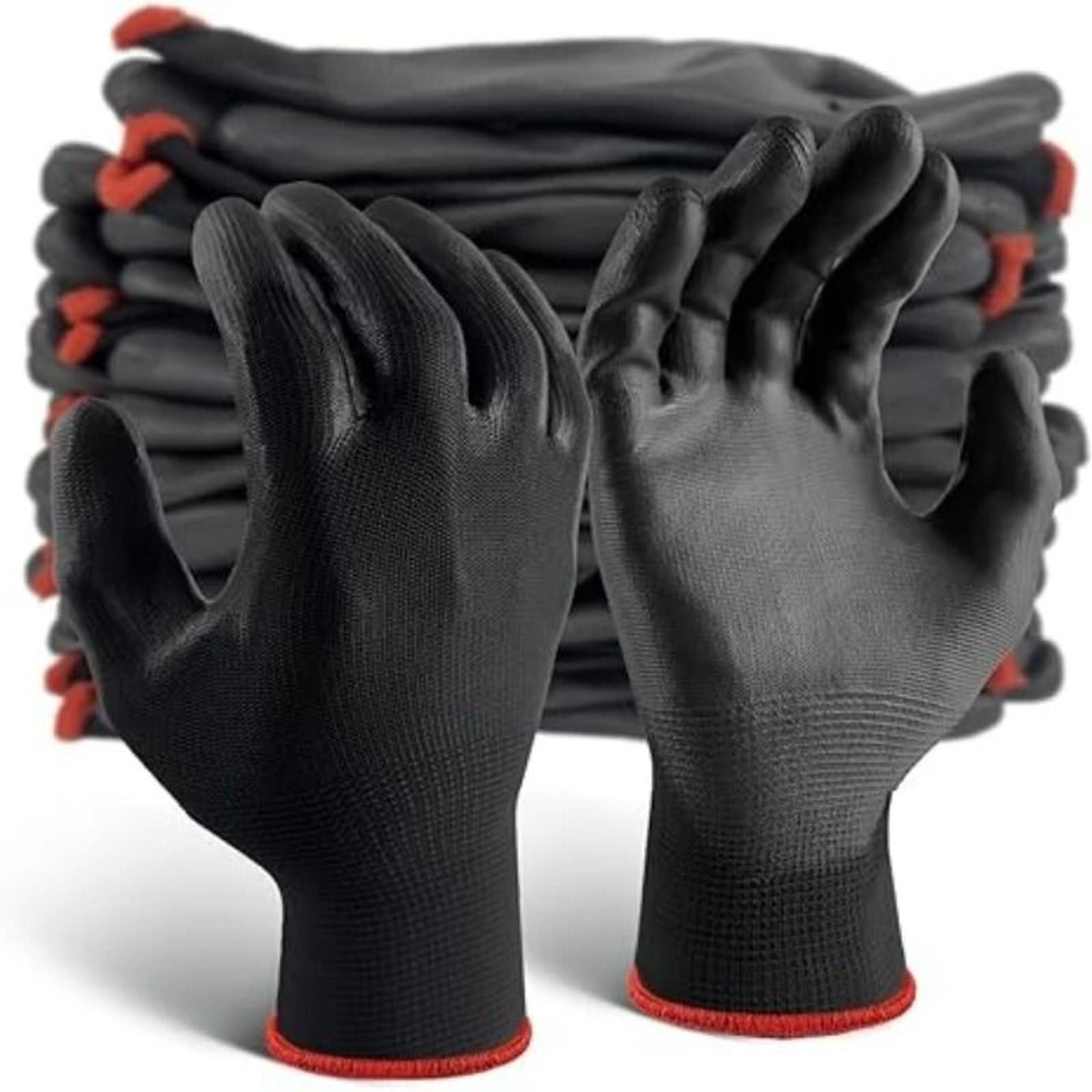 Black PU Coated AntiSlip Work Gloves For Gardening Automotive Repair And Machinery 0