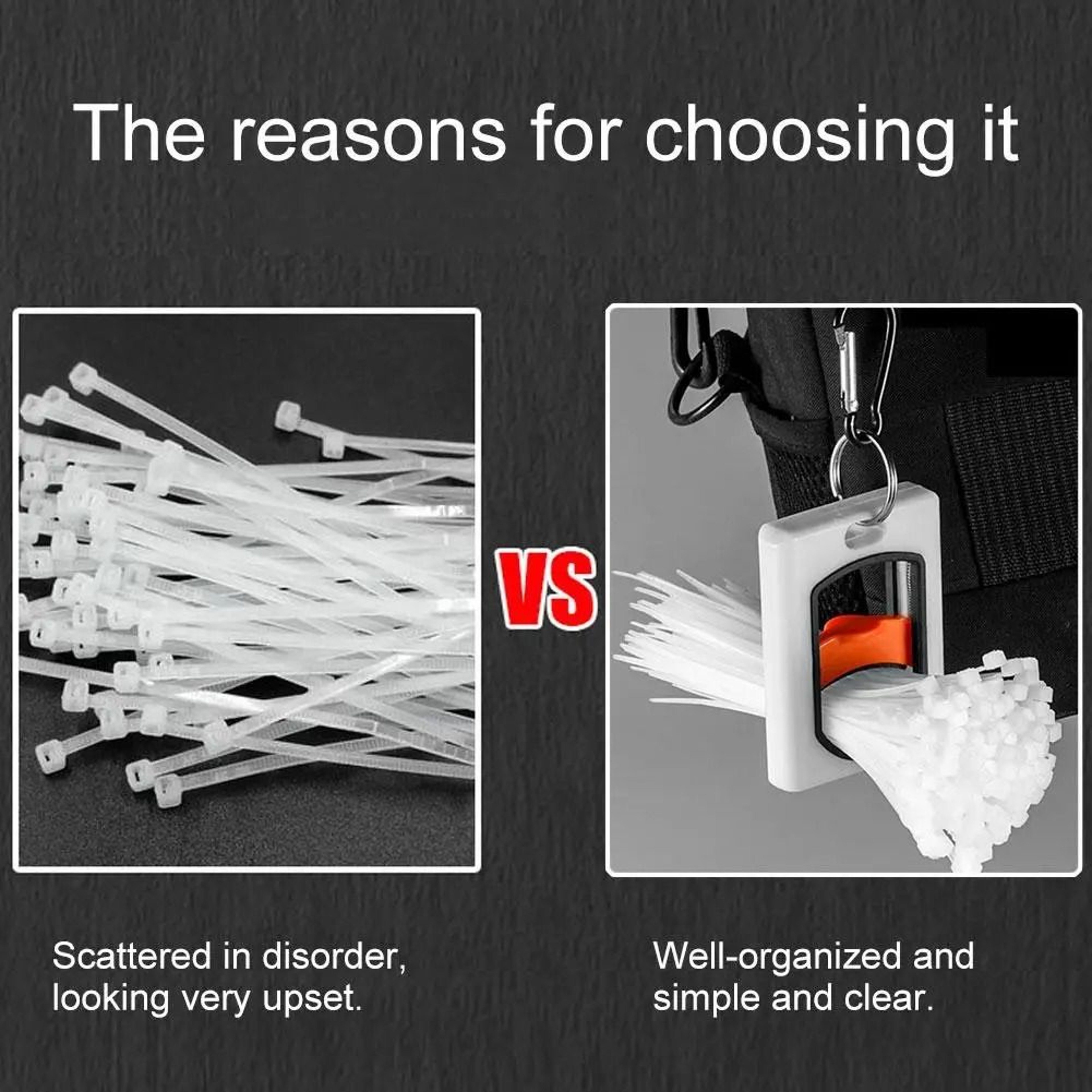 Fluorescent Square Cable Tie Organizer Portable Reusable Zip Tie Holder 3