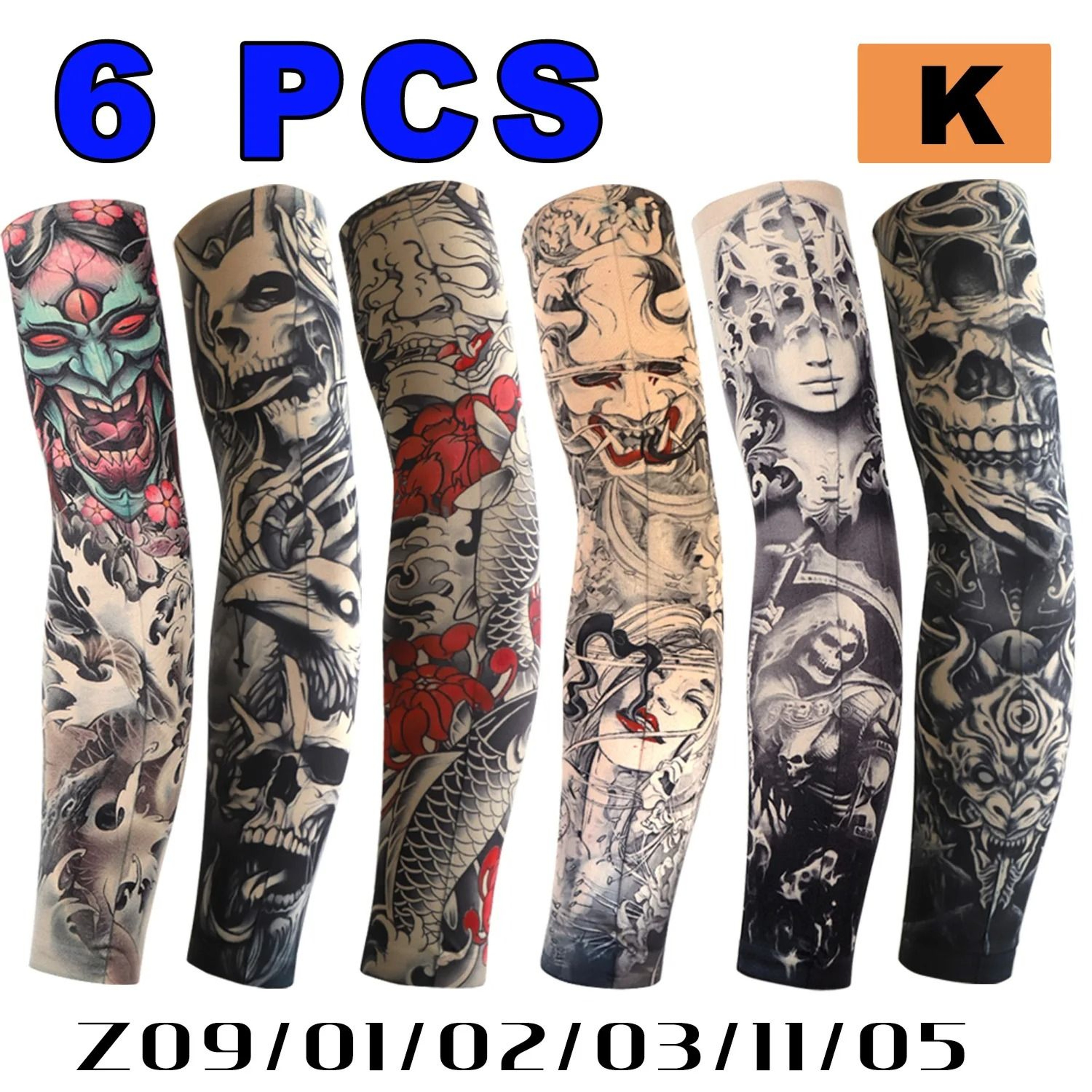 6PCS Tattoo Print Arm Sleeves Breathable Sun Protection Covers For Cycling And Outdoor Activities 10