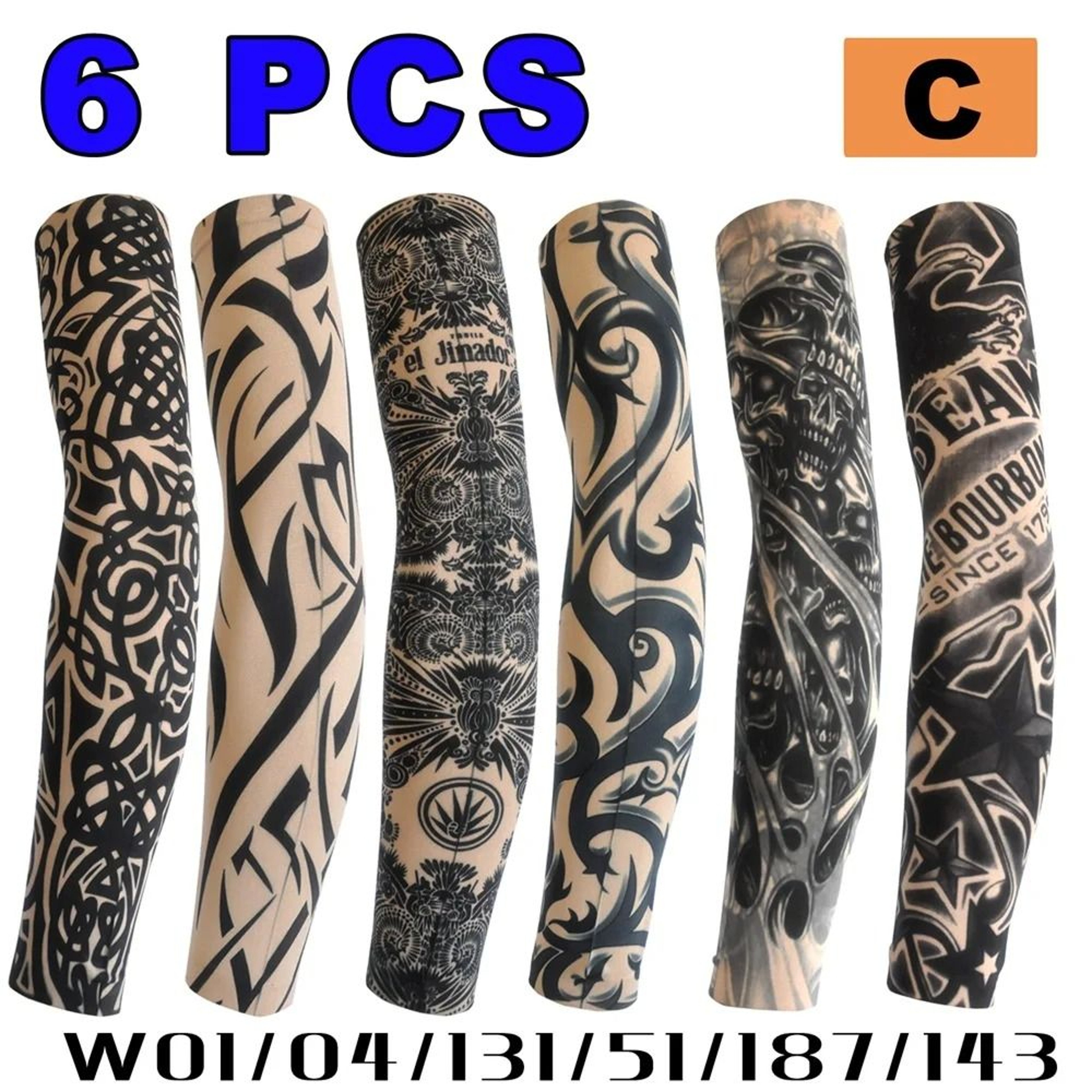 6PCS Tattoo Print Arm Sleeves Breathable Sun Protection Covers For Cycling And Outdoor Activities 3