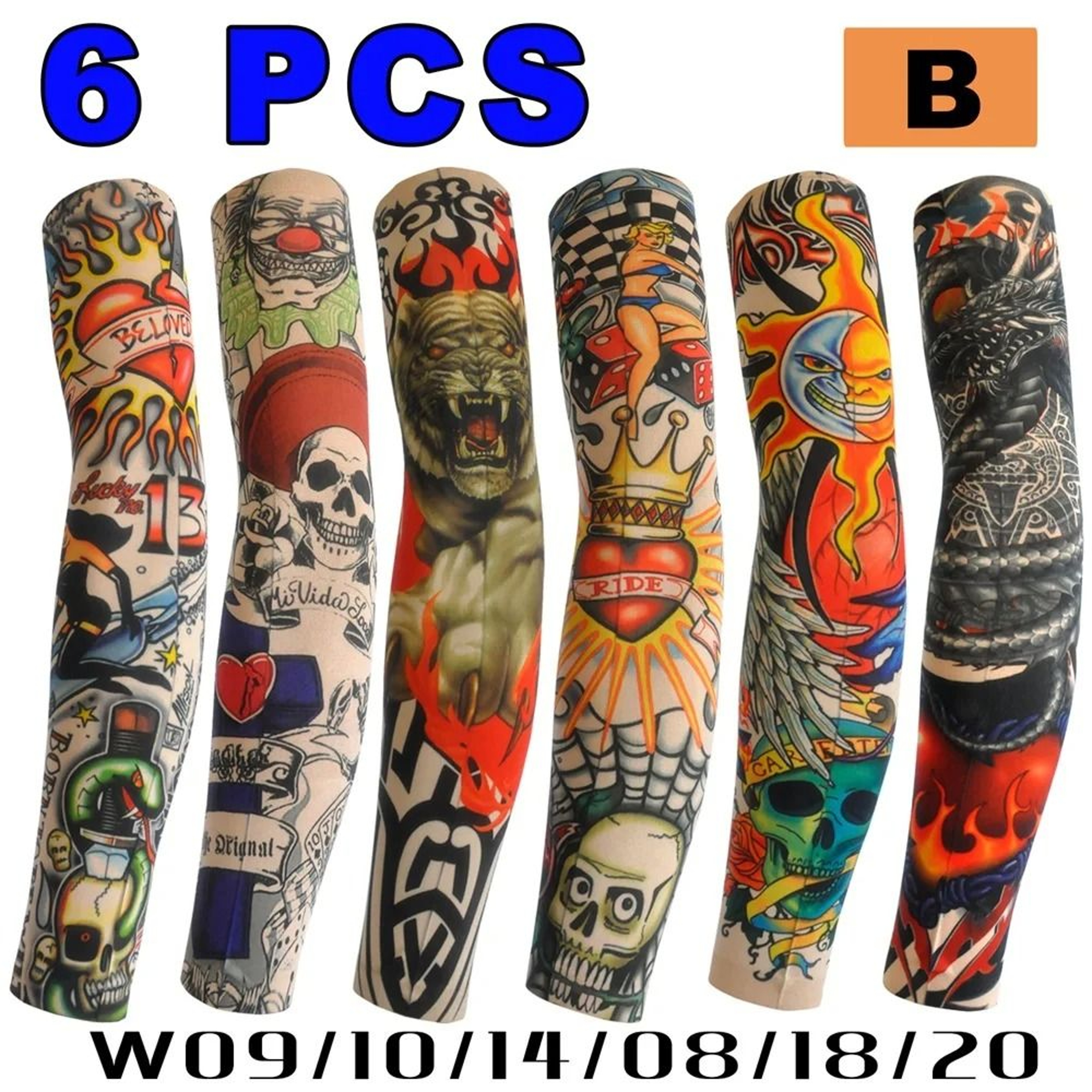 6PCS Tattoo Print Arm Sleeves Breathable Sun Protection Covers For Cycling And Outdoor Activities 2