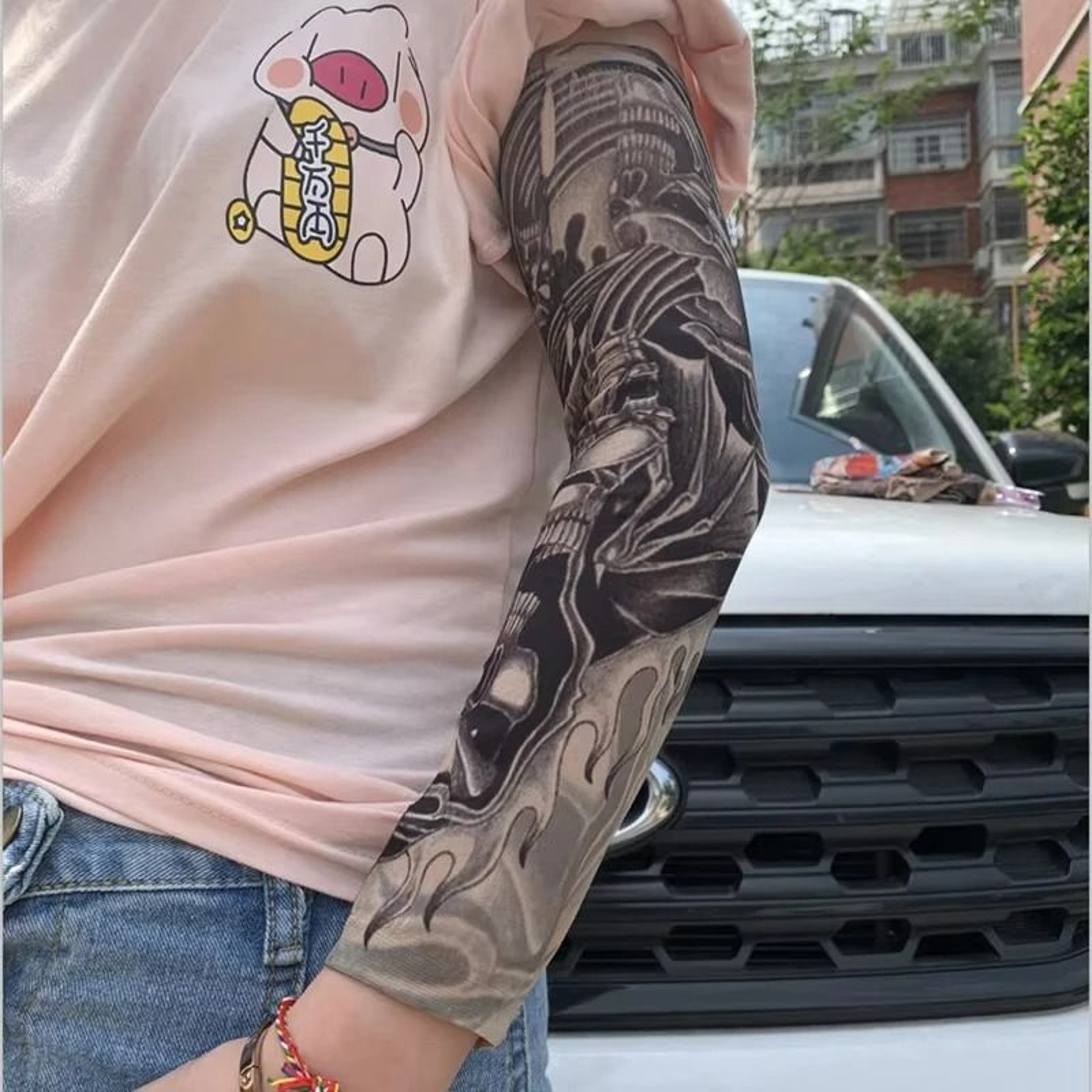 6PCS Tattoo Print Arm Sleeves Breathable Sun Protection Covers For Cycling And Outdoor Activities 12