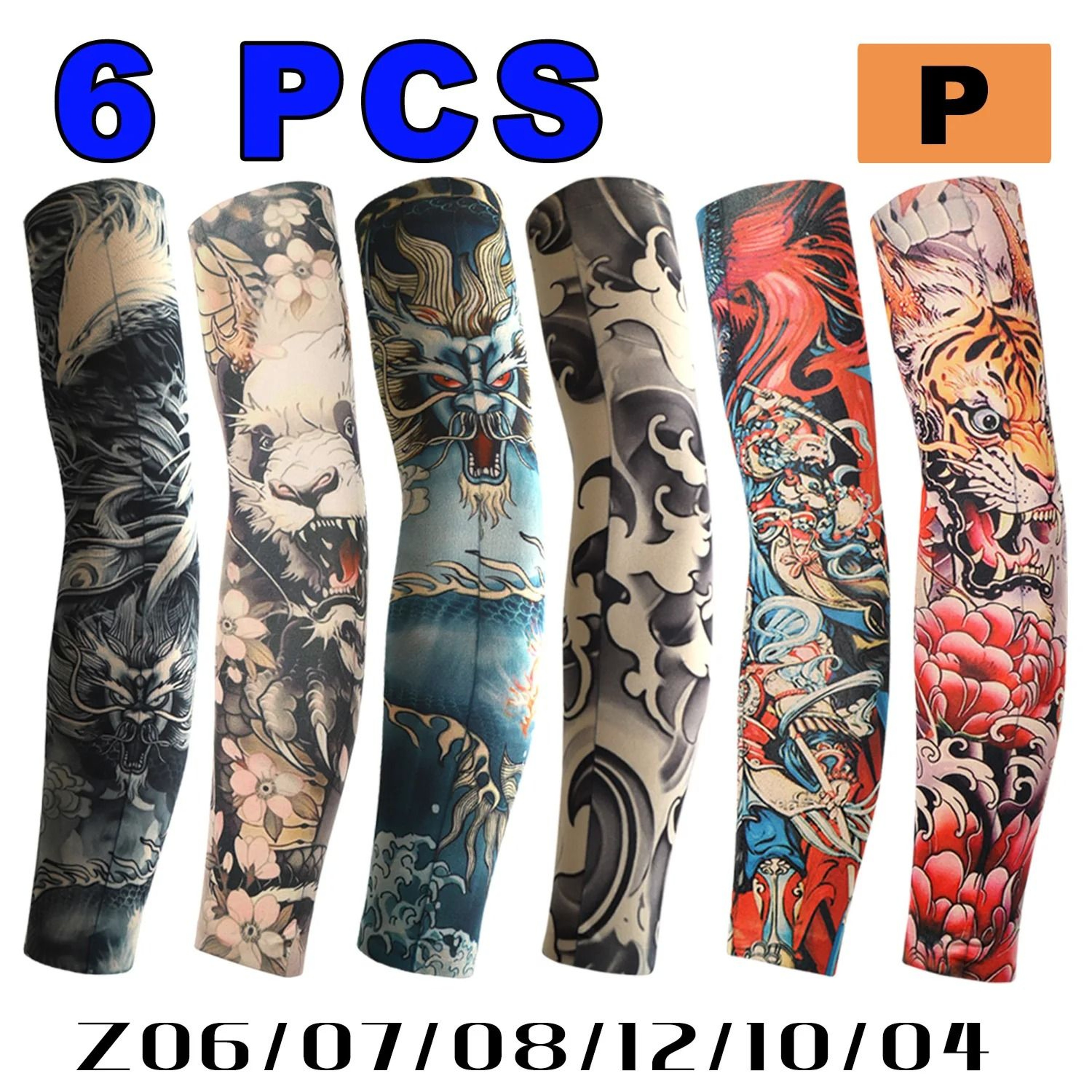 6PCS Tattoo Print Arm Sleeves Breathable Sun Protection Covers For Cycling And Outdoor Activities 11