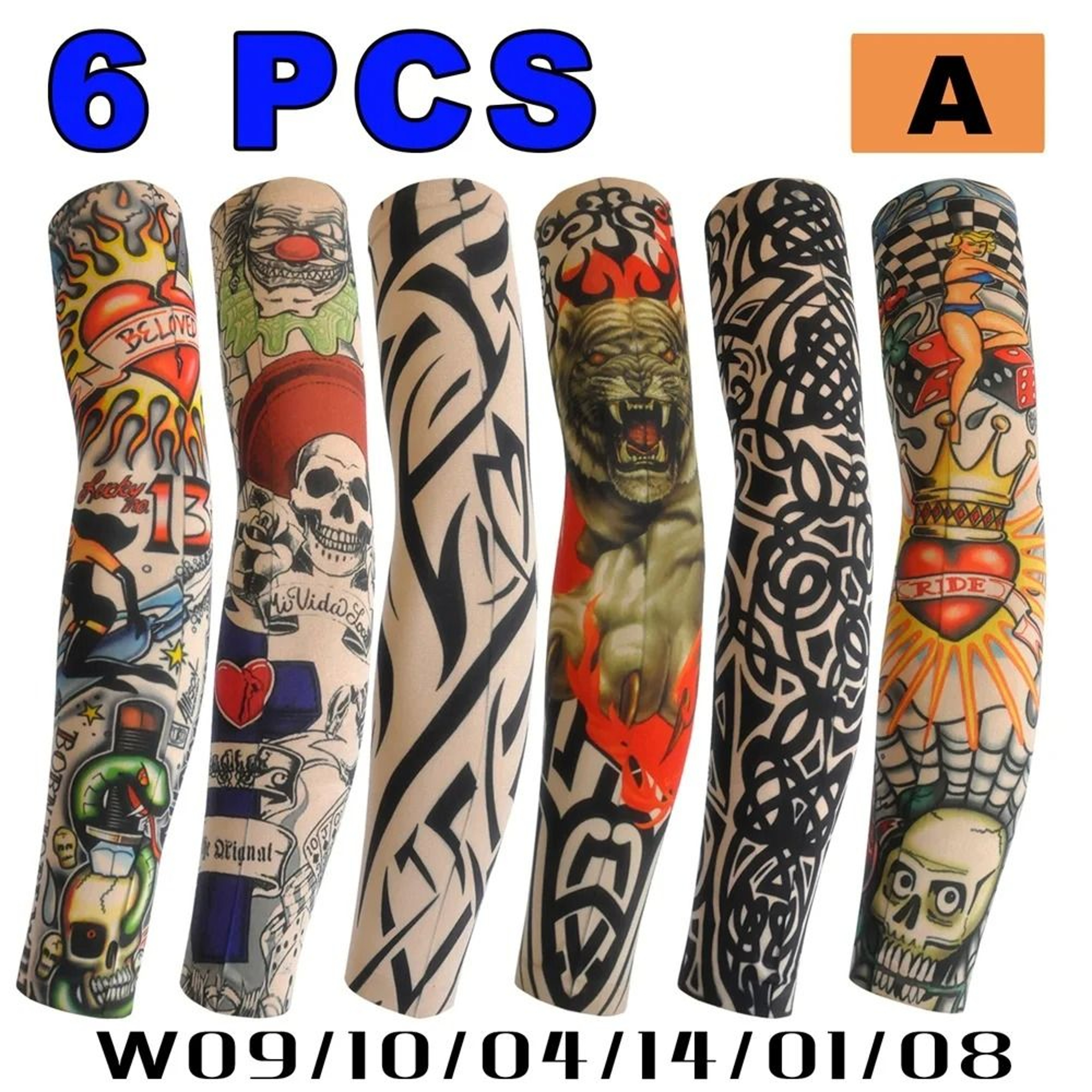 6PCS Tattoo Print Arm Sleeves Breathable Sun Protection Covers For Cycling And Outdoor Activities 1