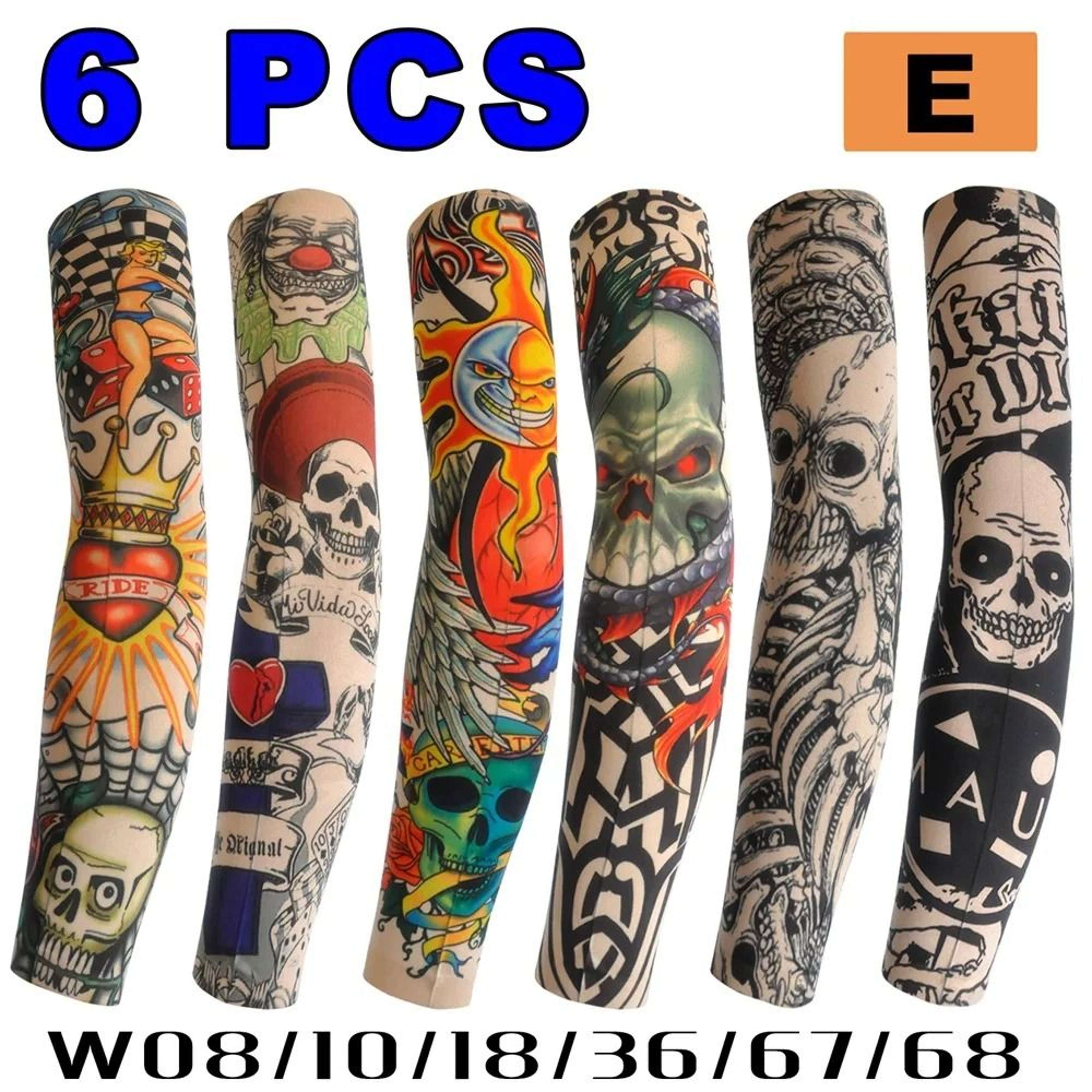 6PCS Tattoo Print Arm Sleeves Breathable Sun Protection Covers For Cycling And Outdoor Activities 5