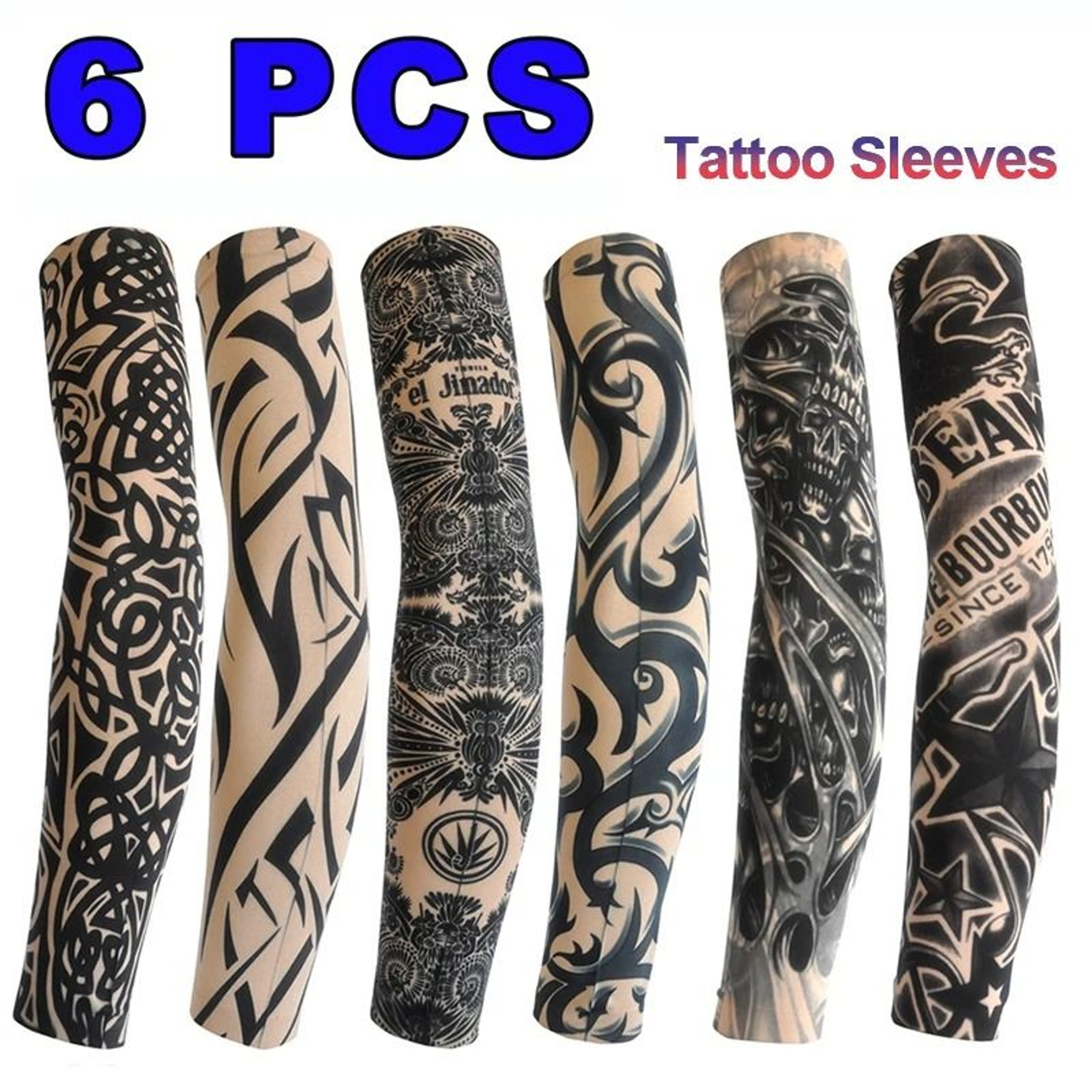 6PCS Tattoo Print Arm Sleeves Breathable Sun Protection Covers For Cycling And Outdoor Activities 16