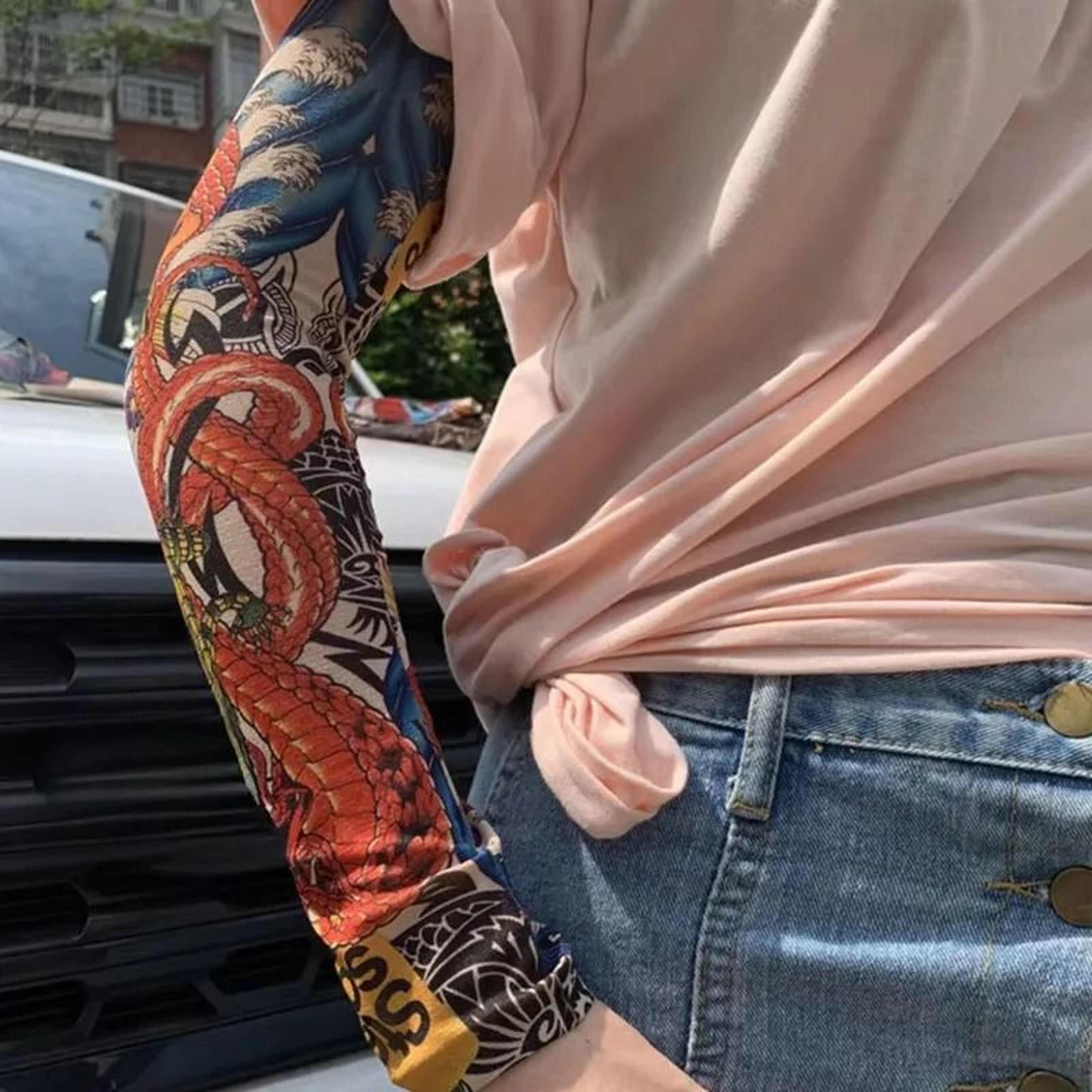 6PCS Tattoo Print Arm Sleeves Breathable Sun Protection Covers For Cycling And Outdoor Activities 14