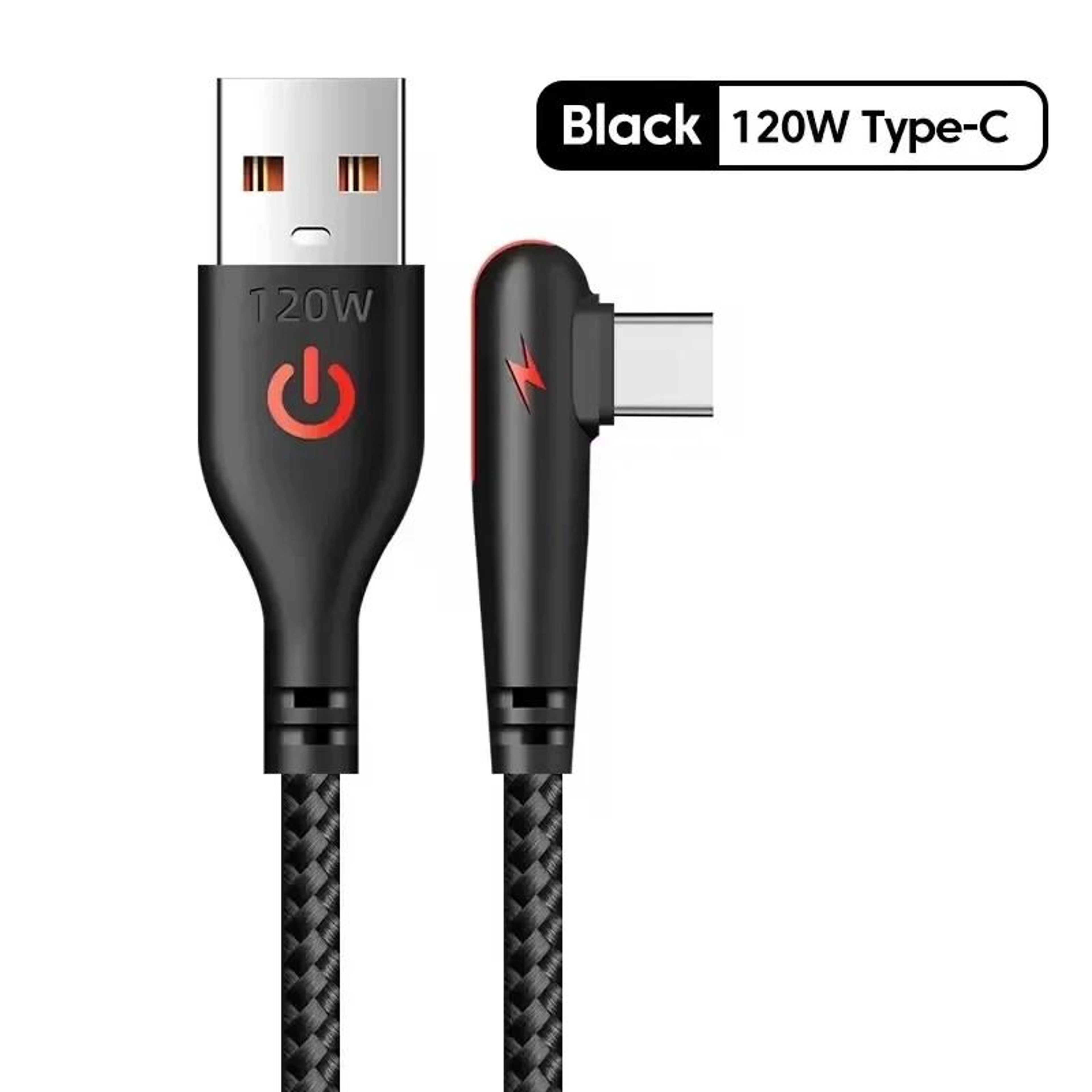 120W USB To TypeC Fast Charging Cable 90 Degree Right Angle Charger Cord 1