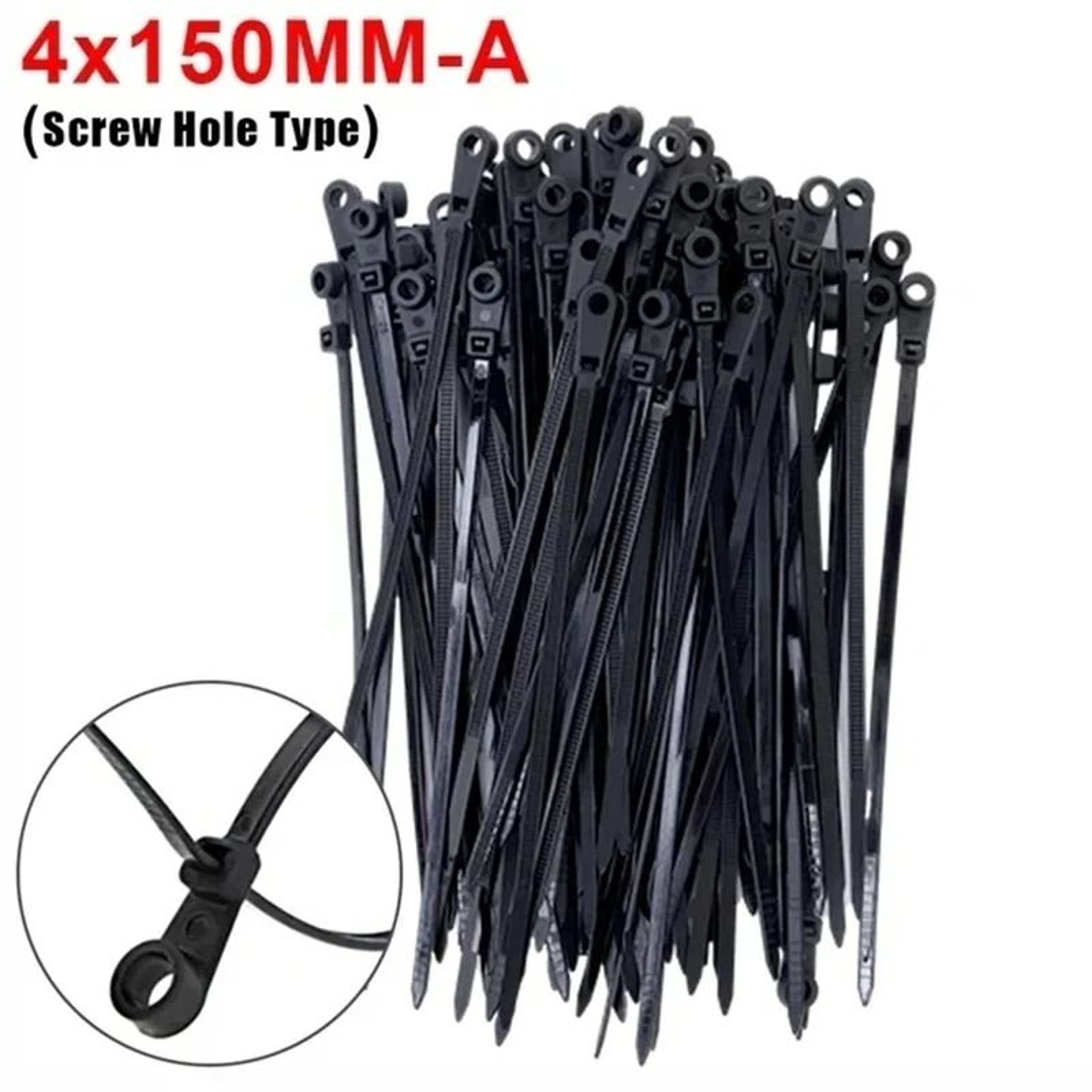 100500PCS Nylon Screw Hole Cable Ties SelfLocking Wire Organizer Straps 8