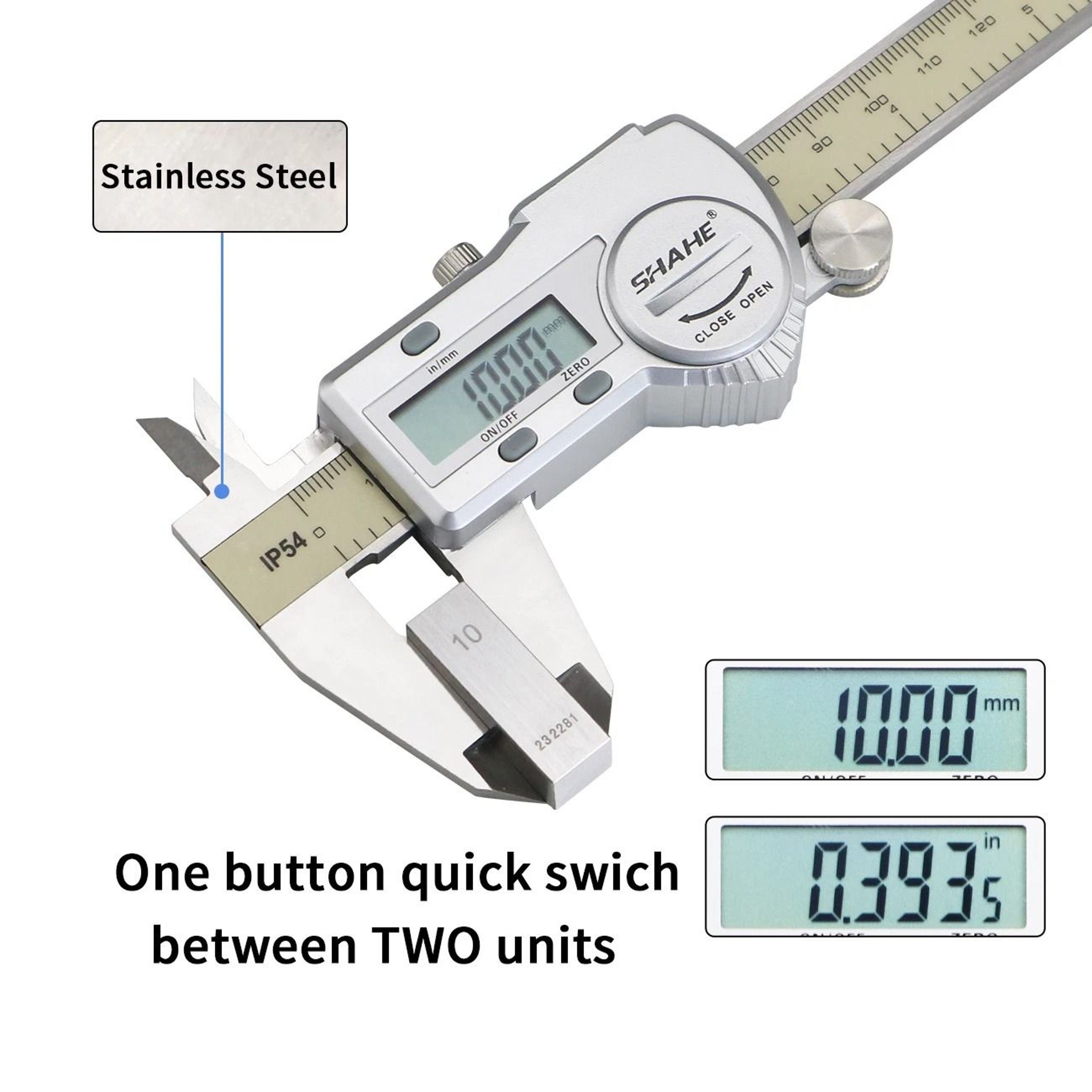 150mm IP54 Digital Vernier Caliper With Stainless Steel Ruler 4