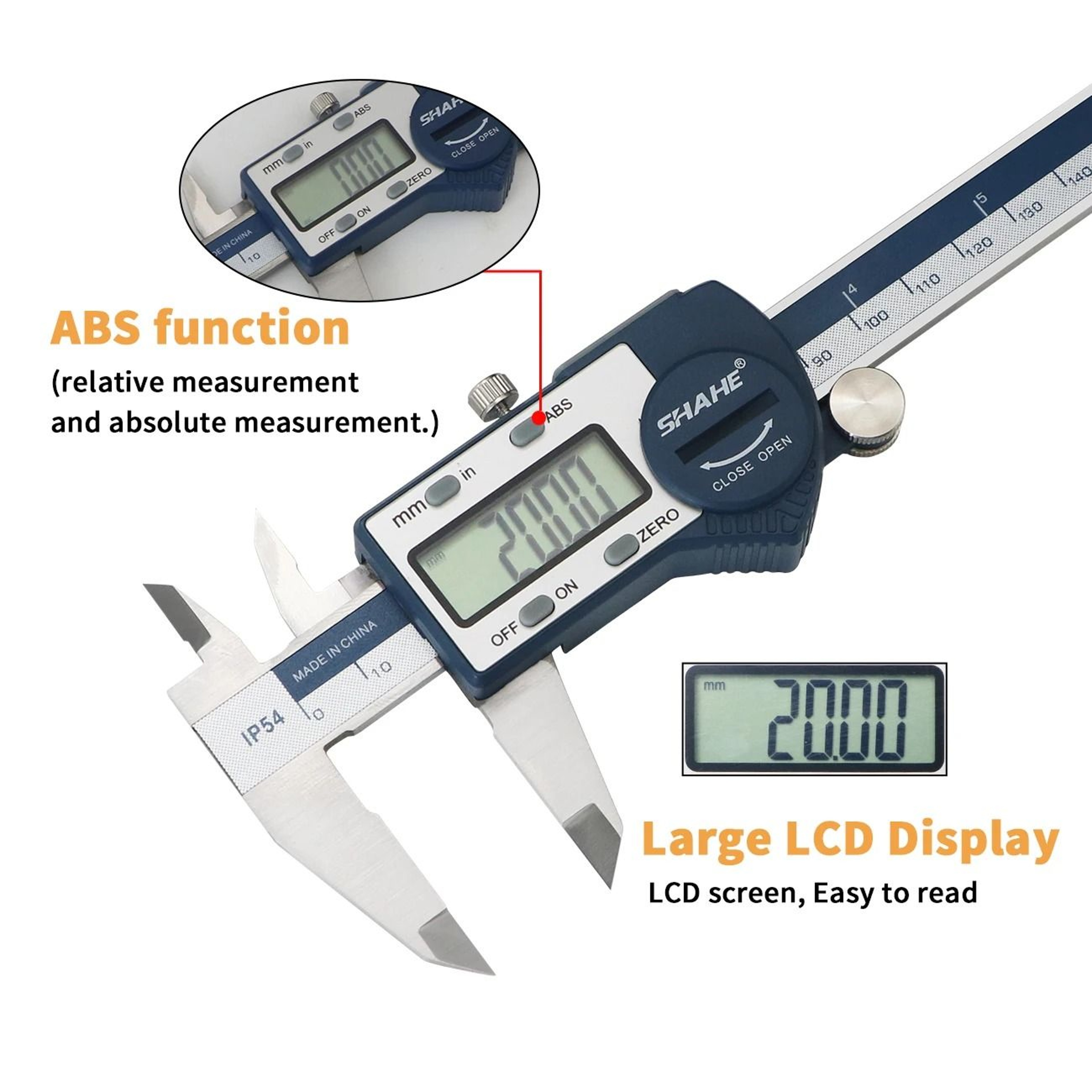 IP54 Stainless Steel Electronic Caliper With Precision LCD Display 4