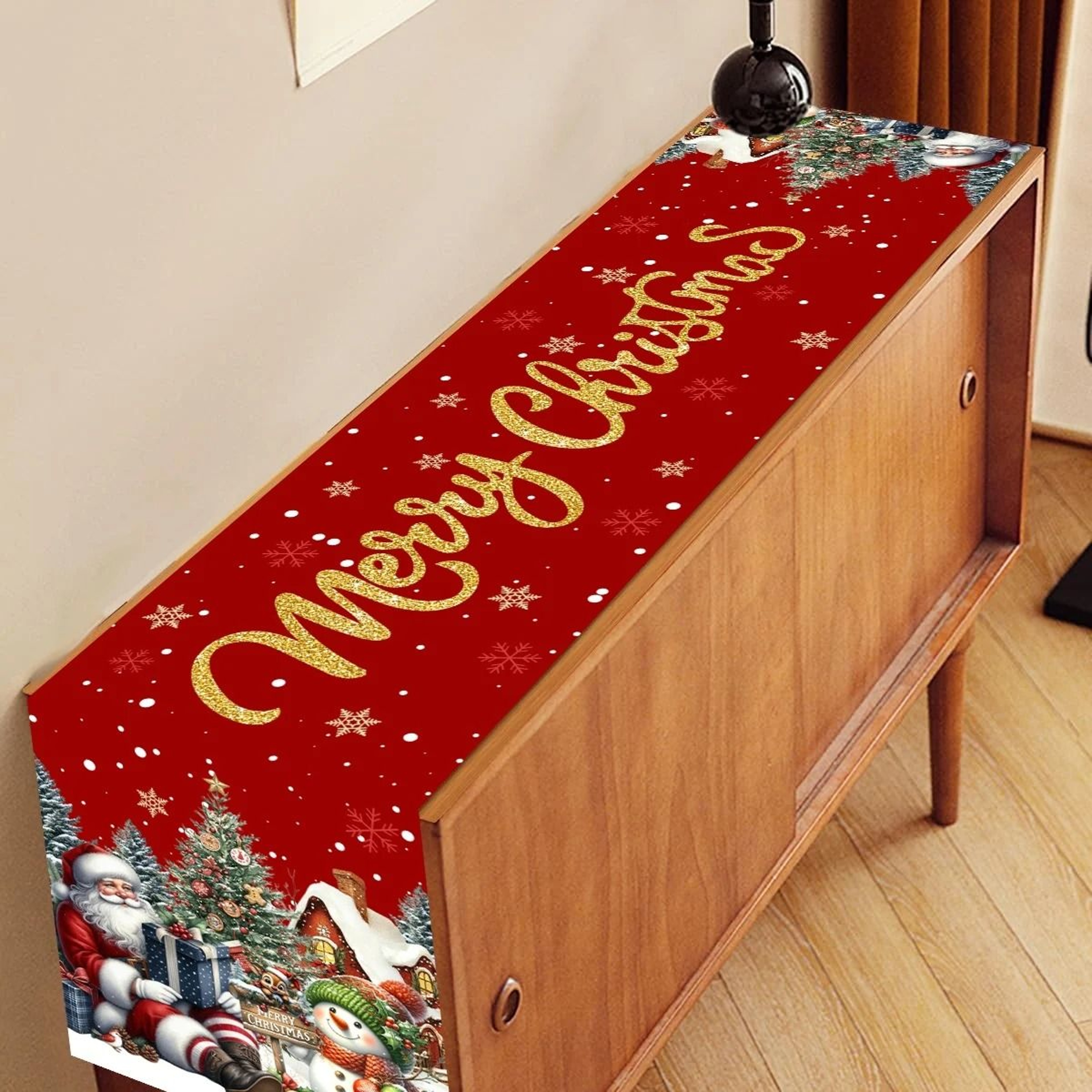 Festive Santa And Snowman Christmas Table Runner For Holiday Dining 2