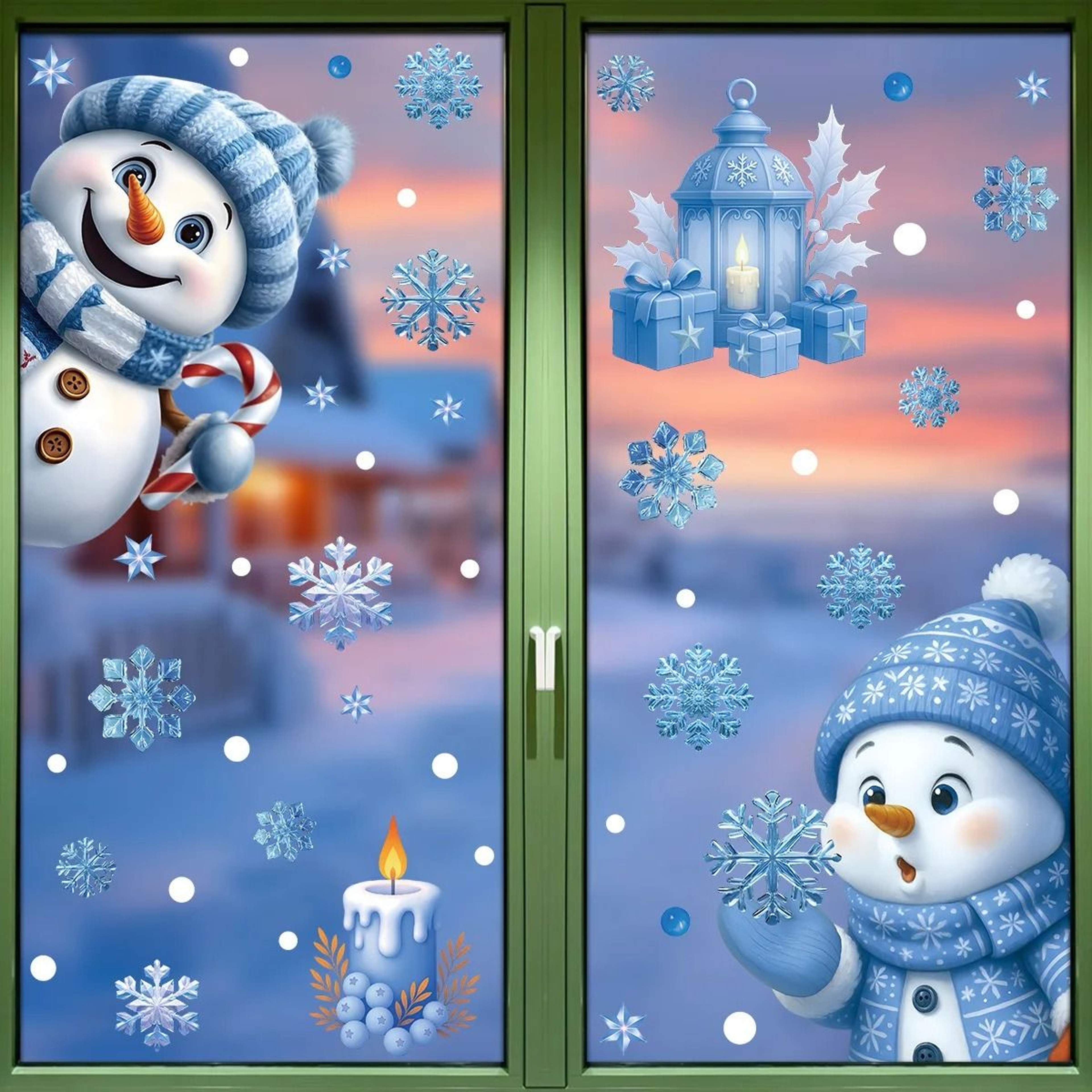 Festive Christmas Window Cling Stickers With Santa Snowman And Snowflakes 7