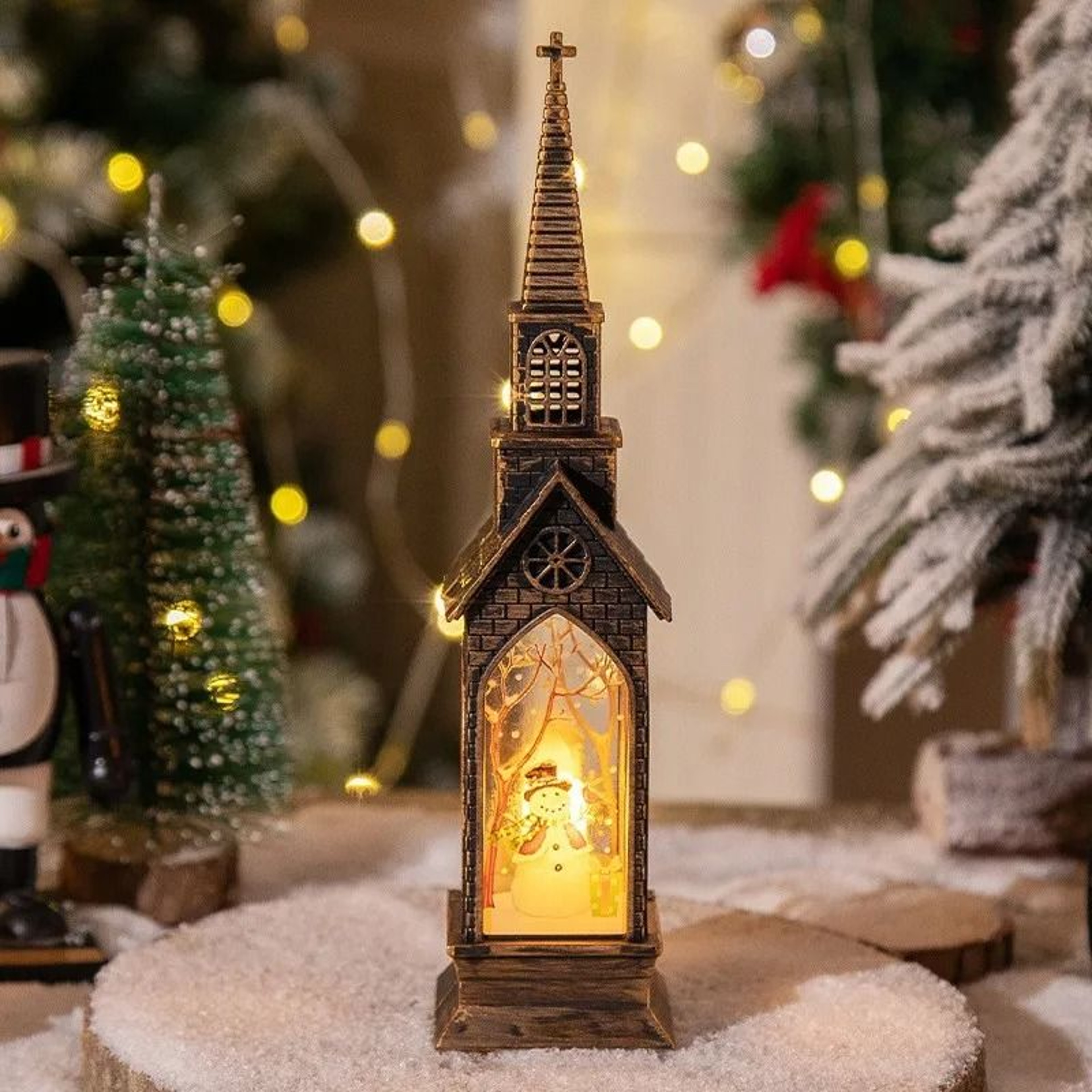 Festive Christmas LED Lantern Night Light With Santa And Snowman 4