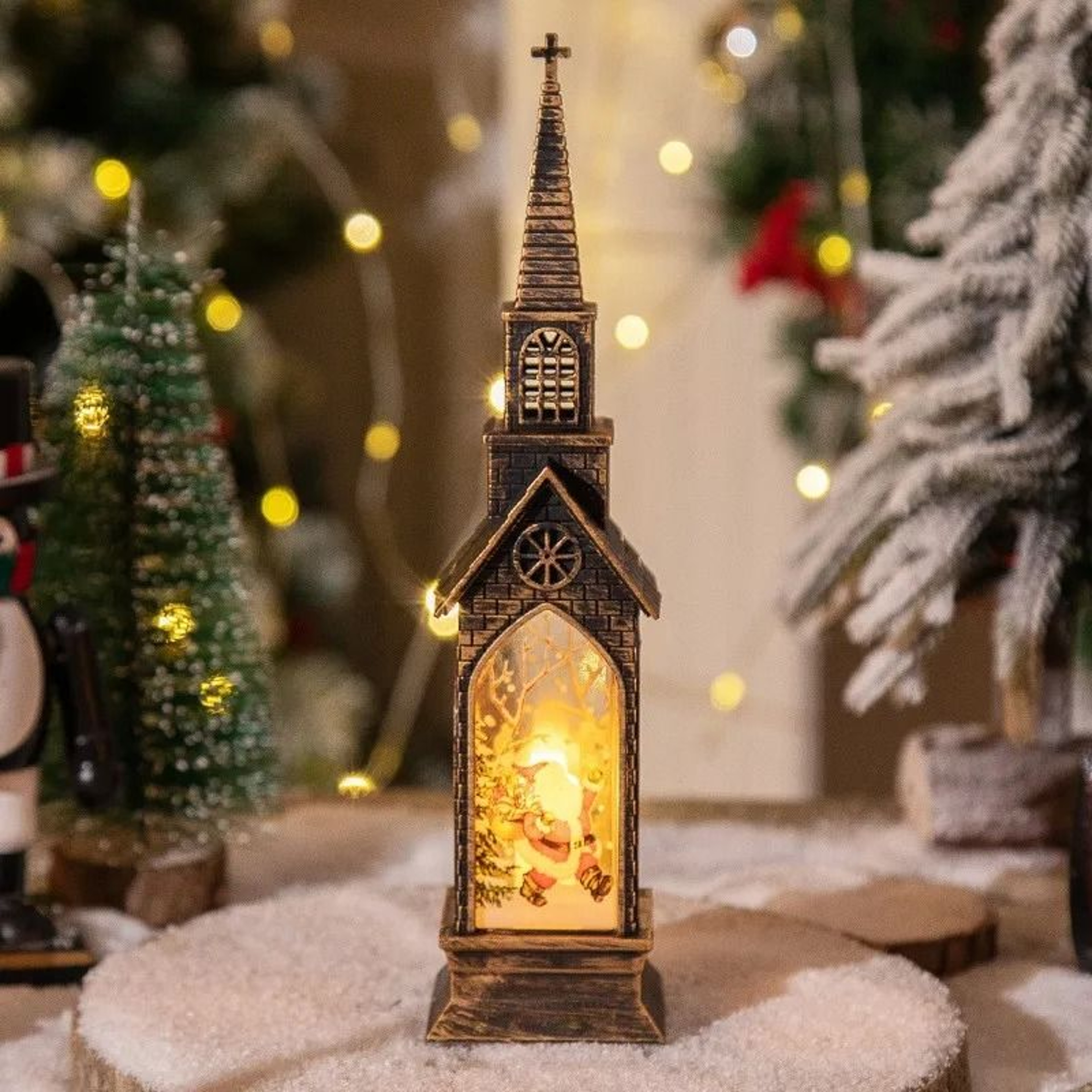 Festive Christmas LED Lantern Night Light With Santa And Snowman 3