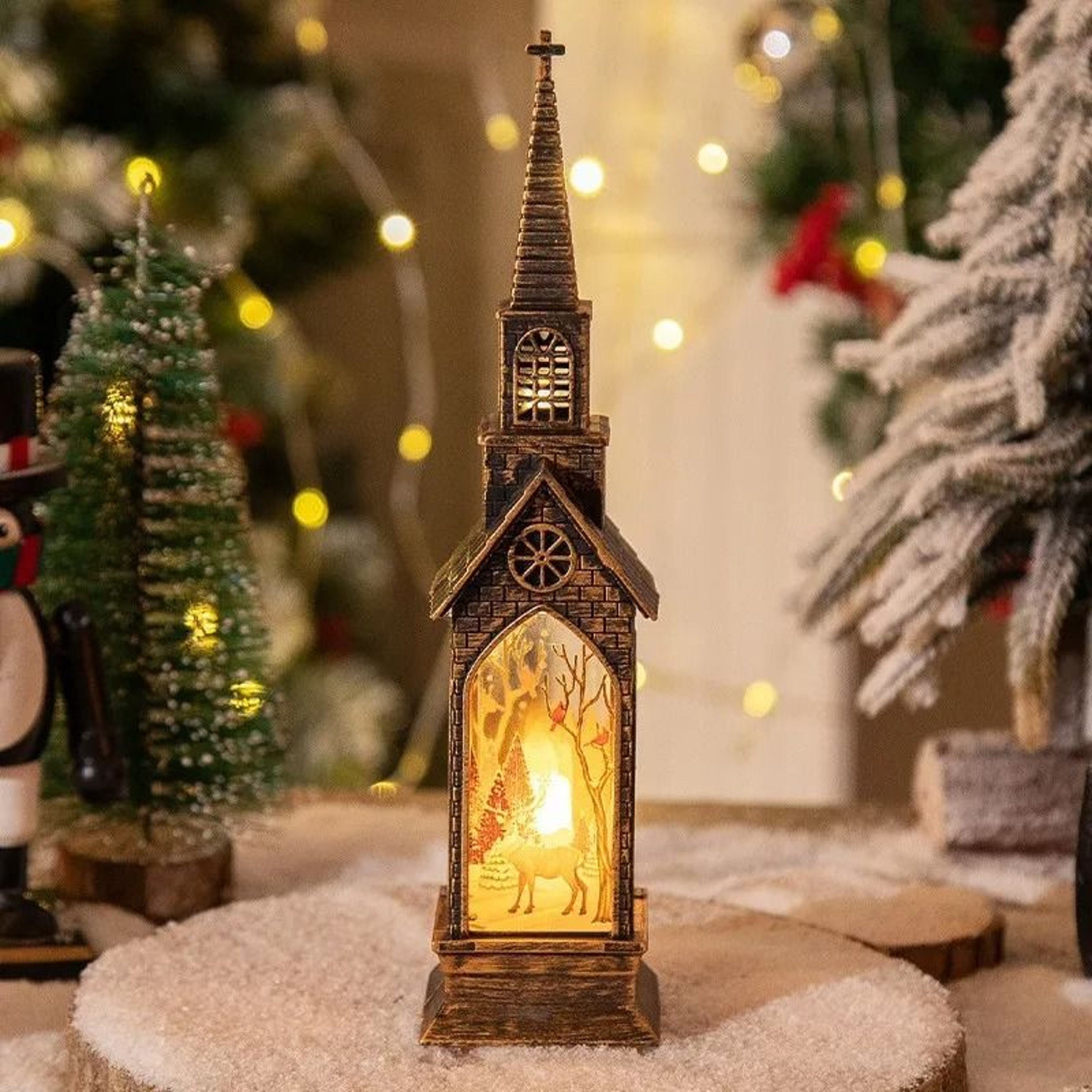 Festive Christmas LED Lantern Night Light With Santa And Snowman 1