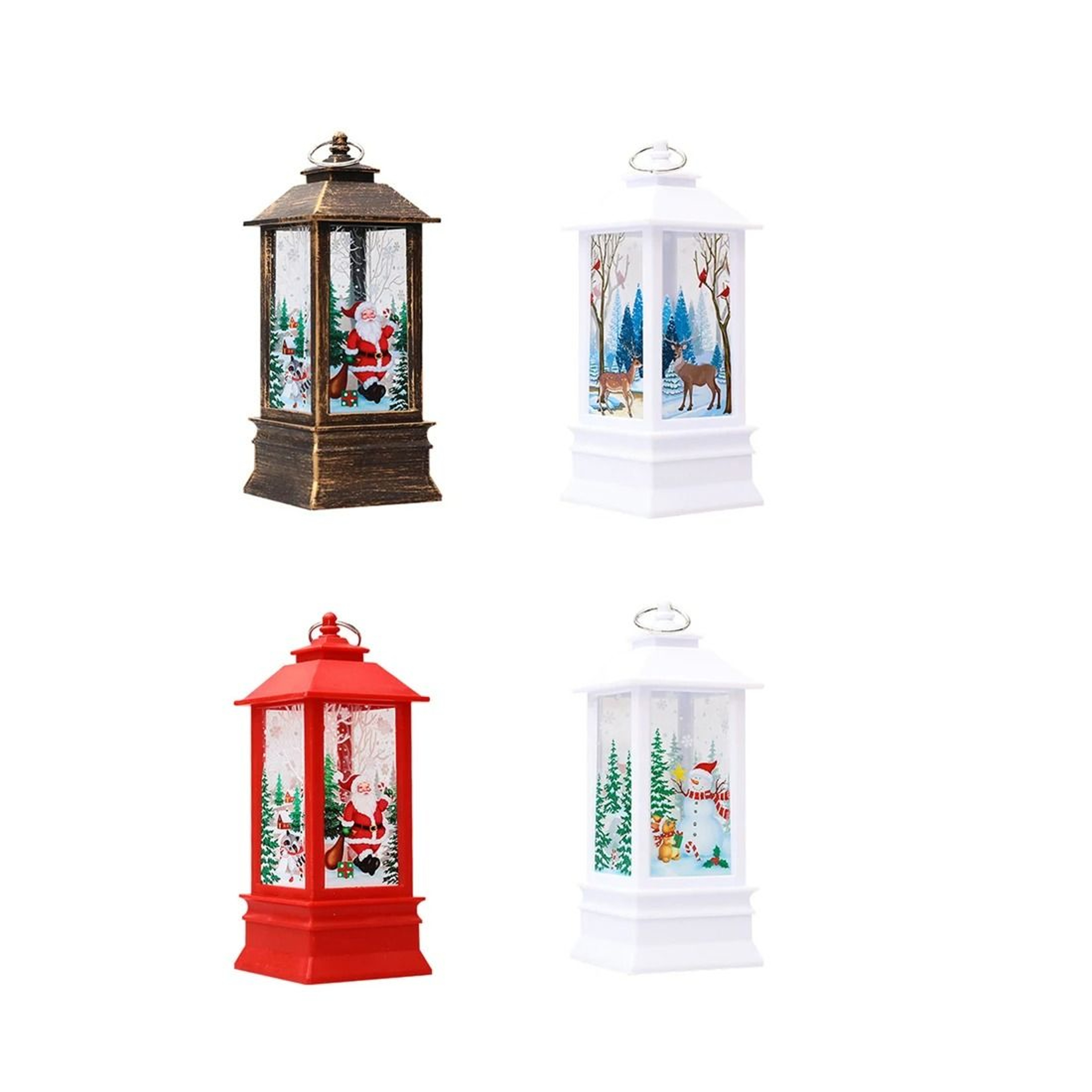 Vintage Christmas LED Lantern Lights With Santa Snowman And Reindeer 6