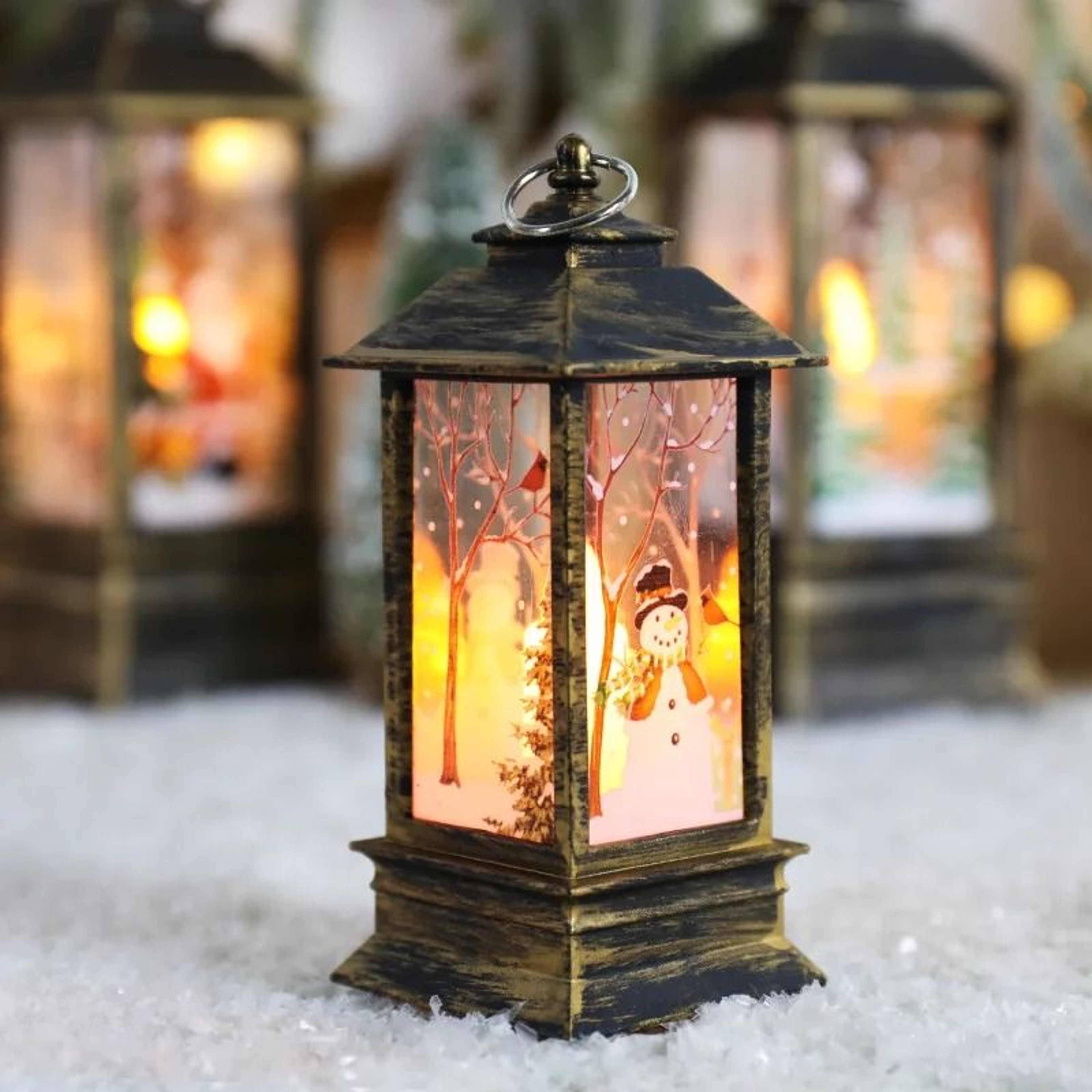 Vintage Christmas LED Lantern Lights With Santa Snowman And Reindeer 3