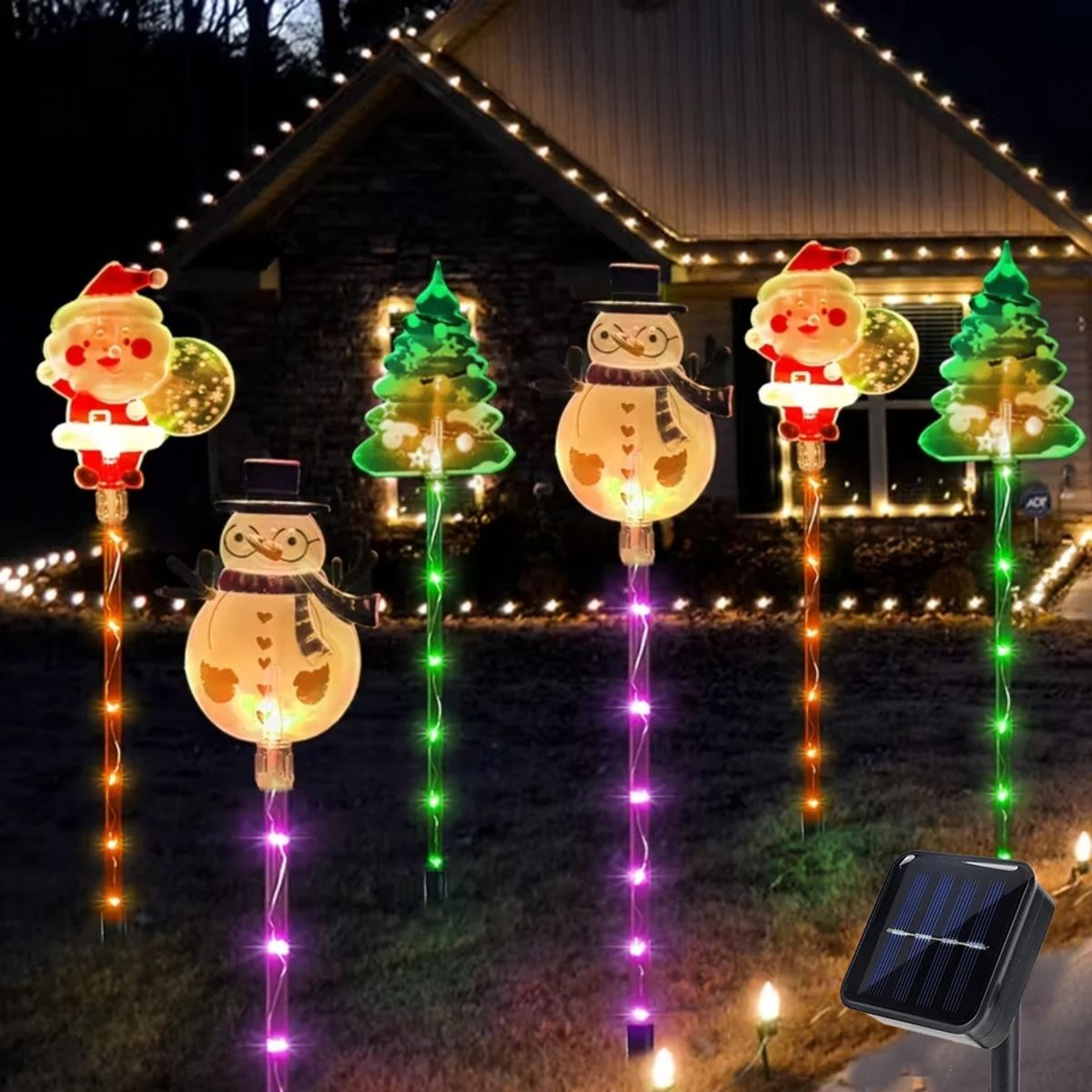 6 In 1 Solar Christmas Garden Lights With Santa Reindeer And Tree 6