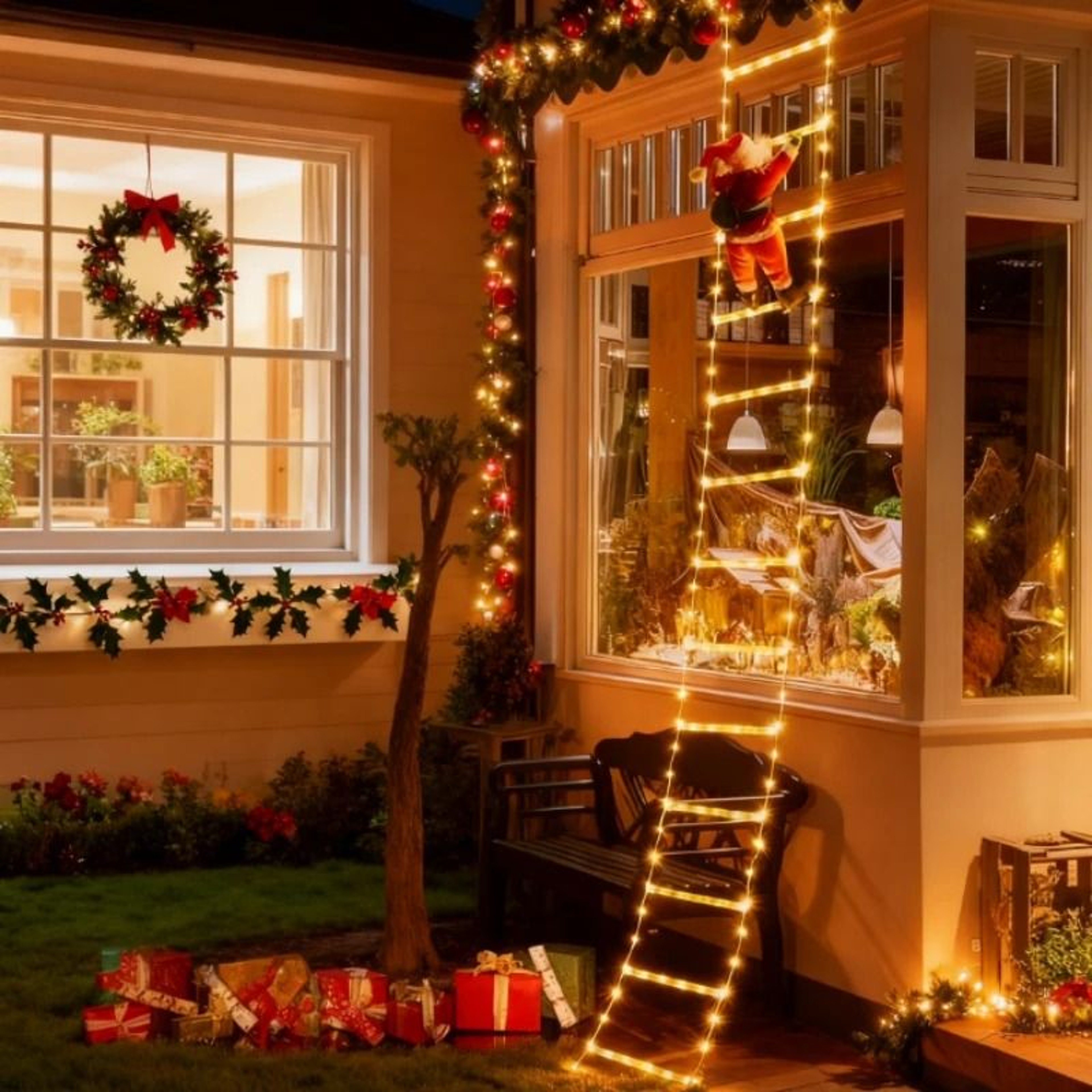 3M Climbing Santa Christmas Ladder Fairy Lights For Festive Home Decor 1
