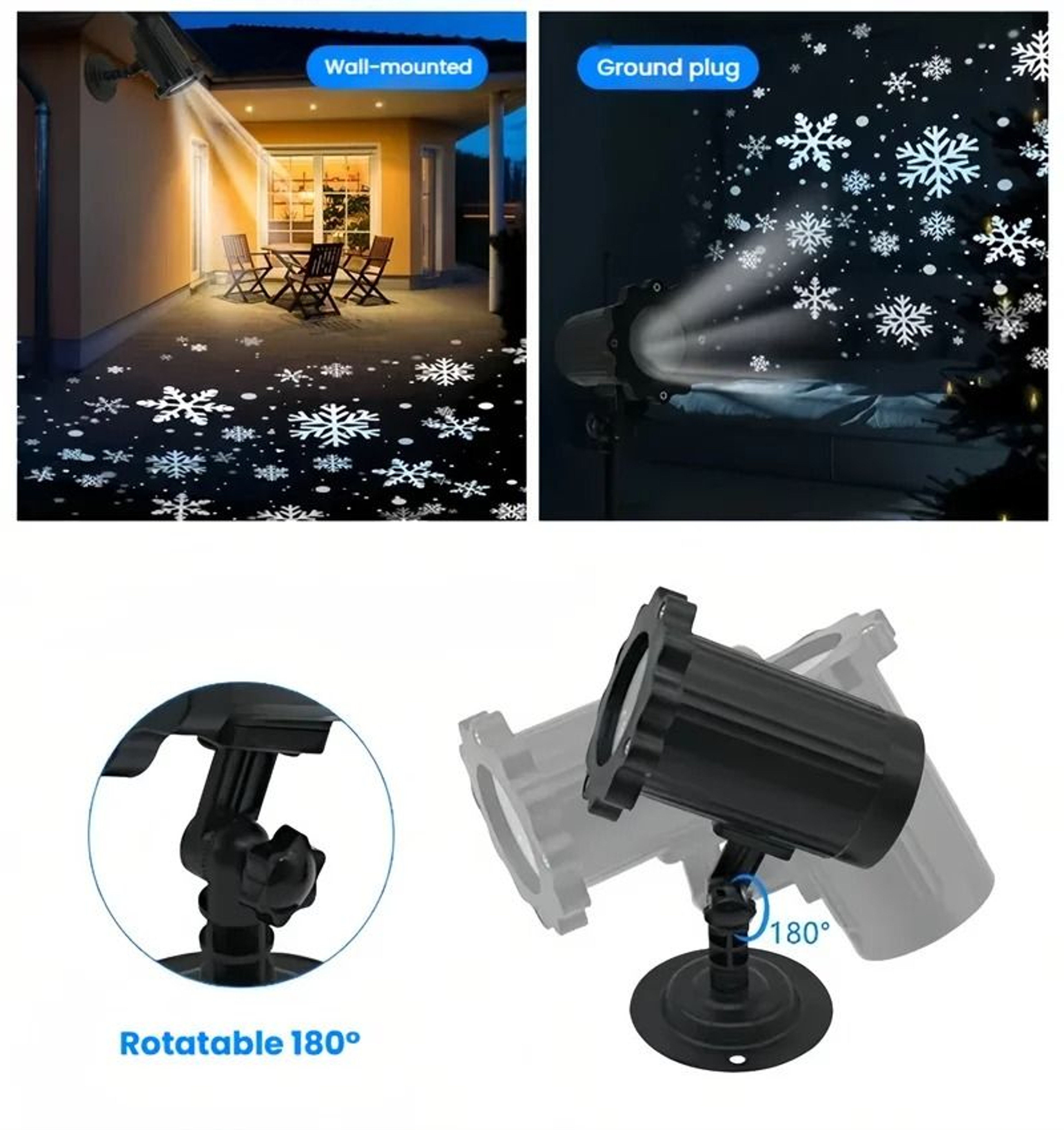 Outdoor LED Snowflake Christmas Projector Light With Remote Control 4