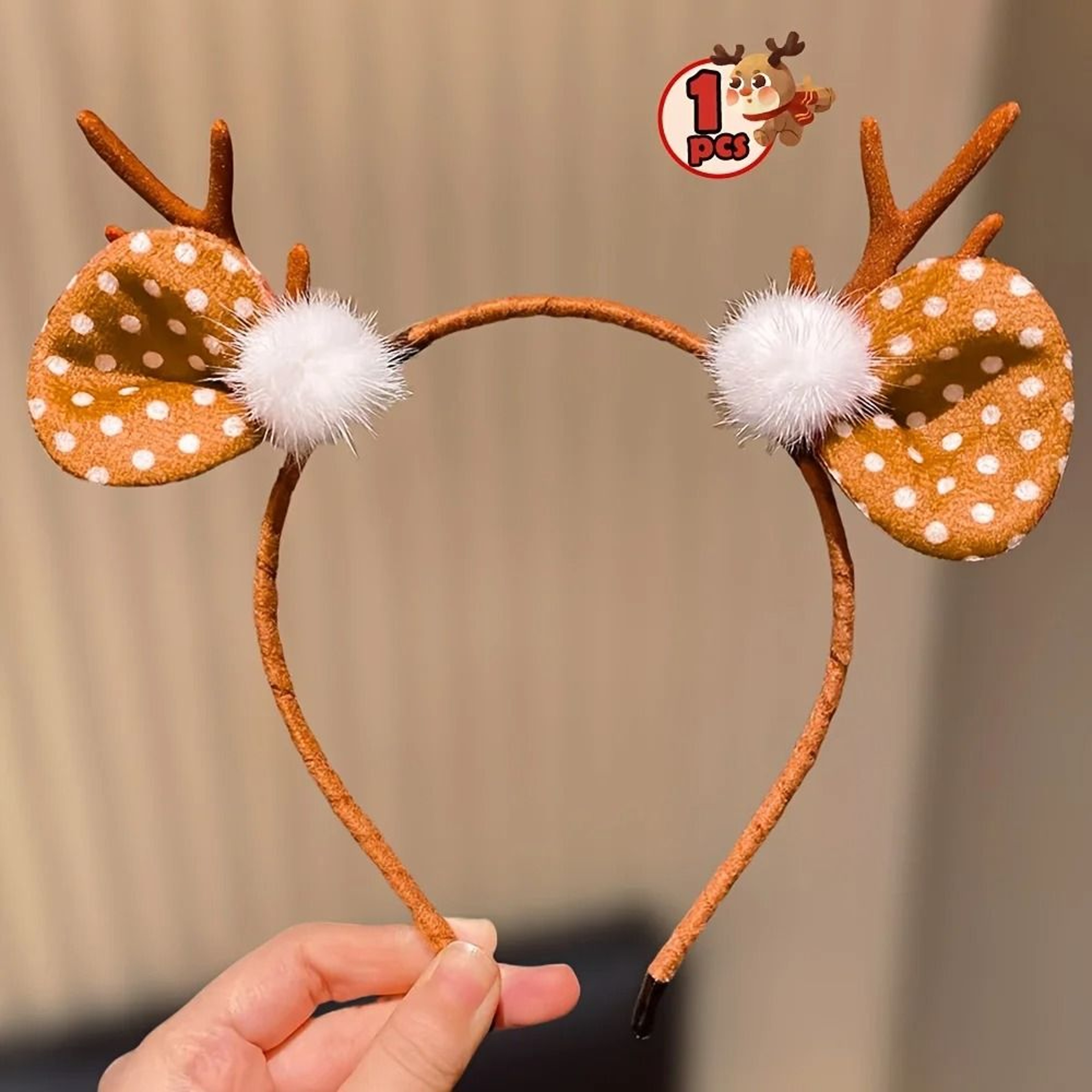 Cute Christmas Reindeer Antler Headband With Festive Bow For Girls 2