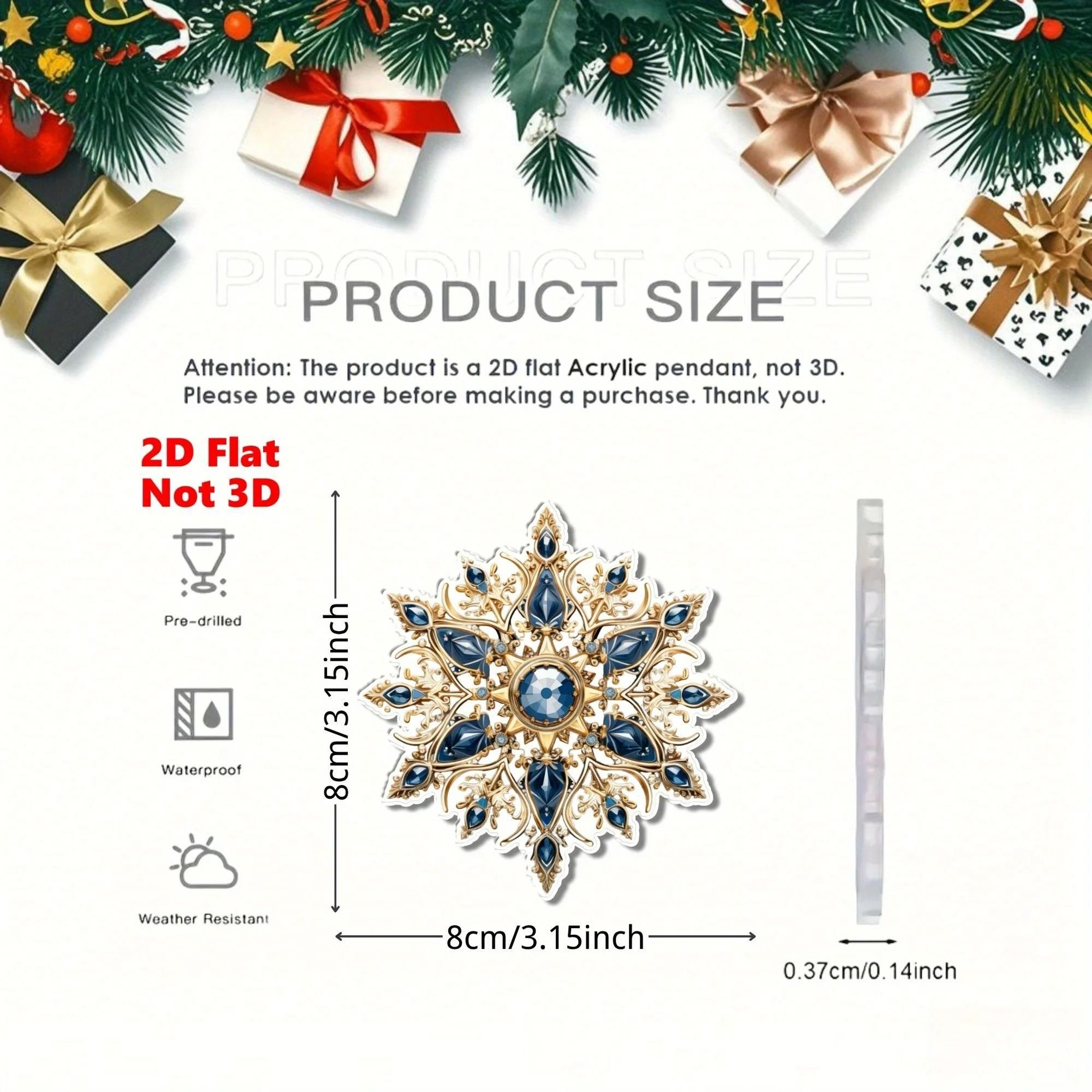 6Piece Acrylic Snowflake Christmas Tree Hanging Ornaments 4