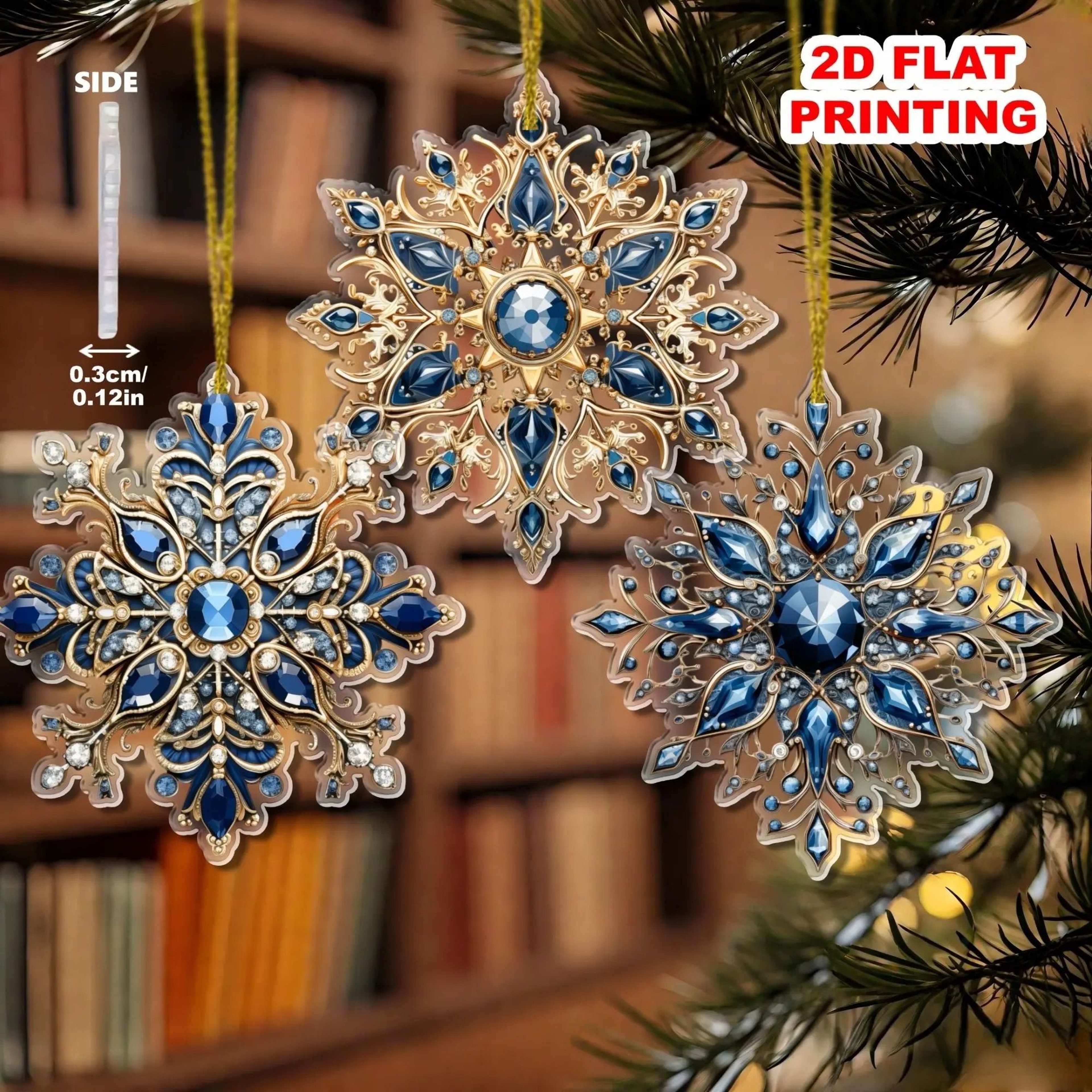 6Piece Acrylic Snowflake Christmas Tree Hanging Ornaments 2