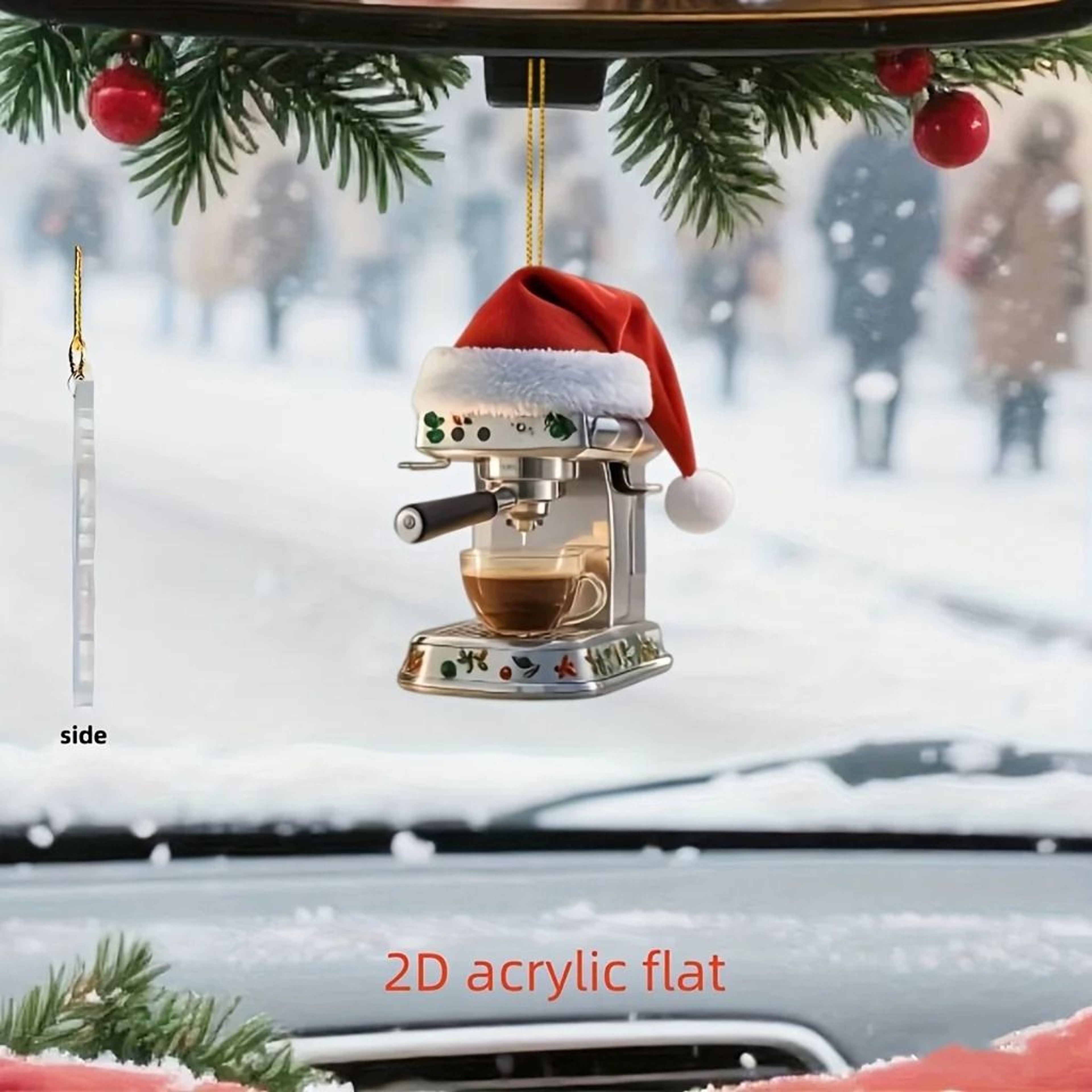 3Piece Acrylic Coffee Machine Christmas Ornaments For Coffee Lovers 3