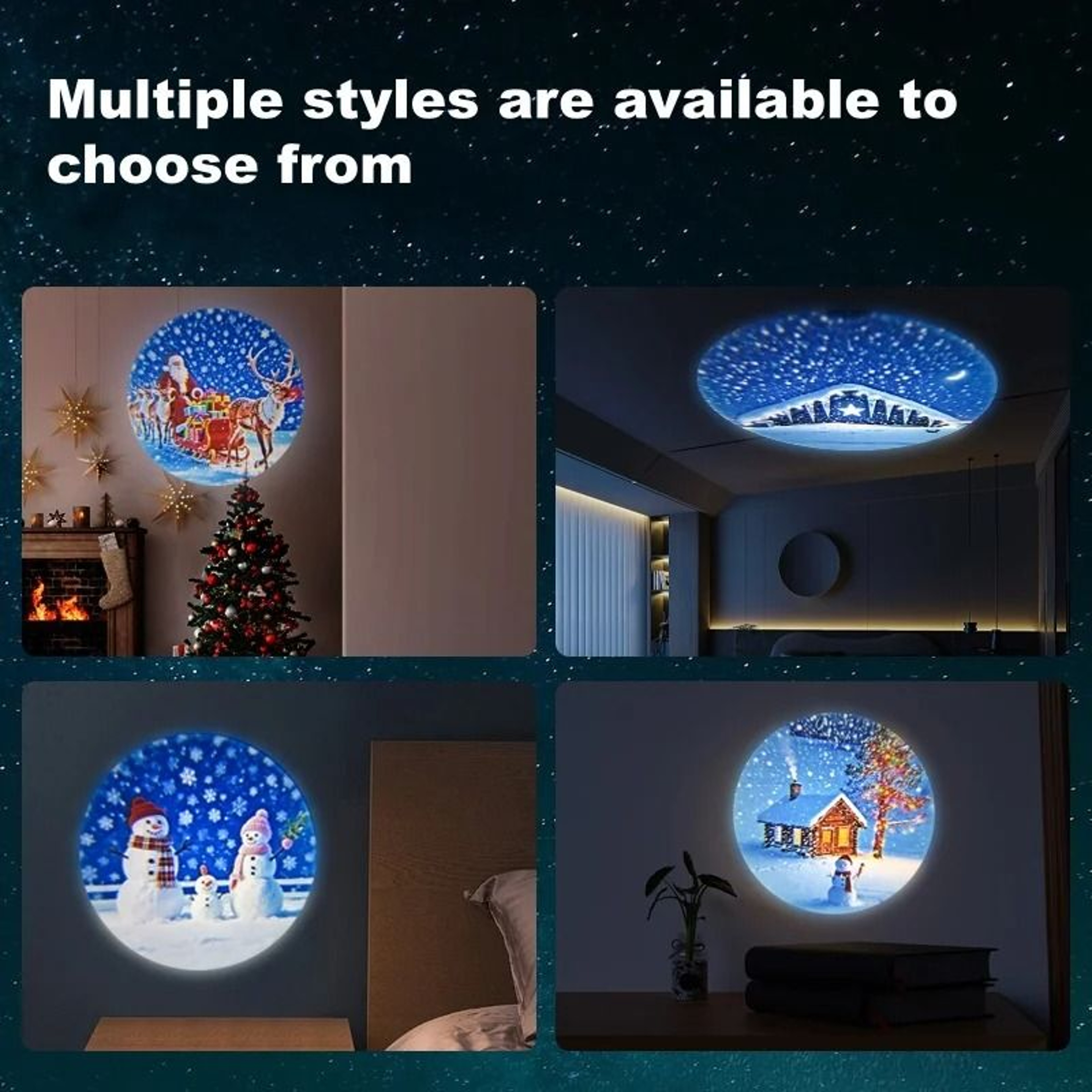 USB Christmas LED Projector Night Light With Santa And Reindeer Patterns 6