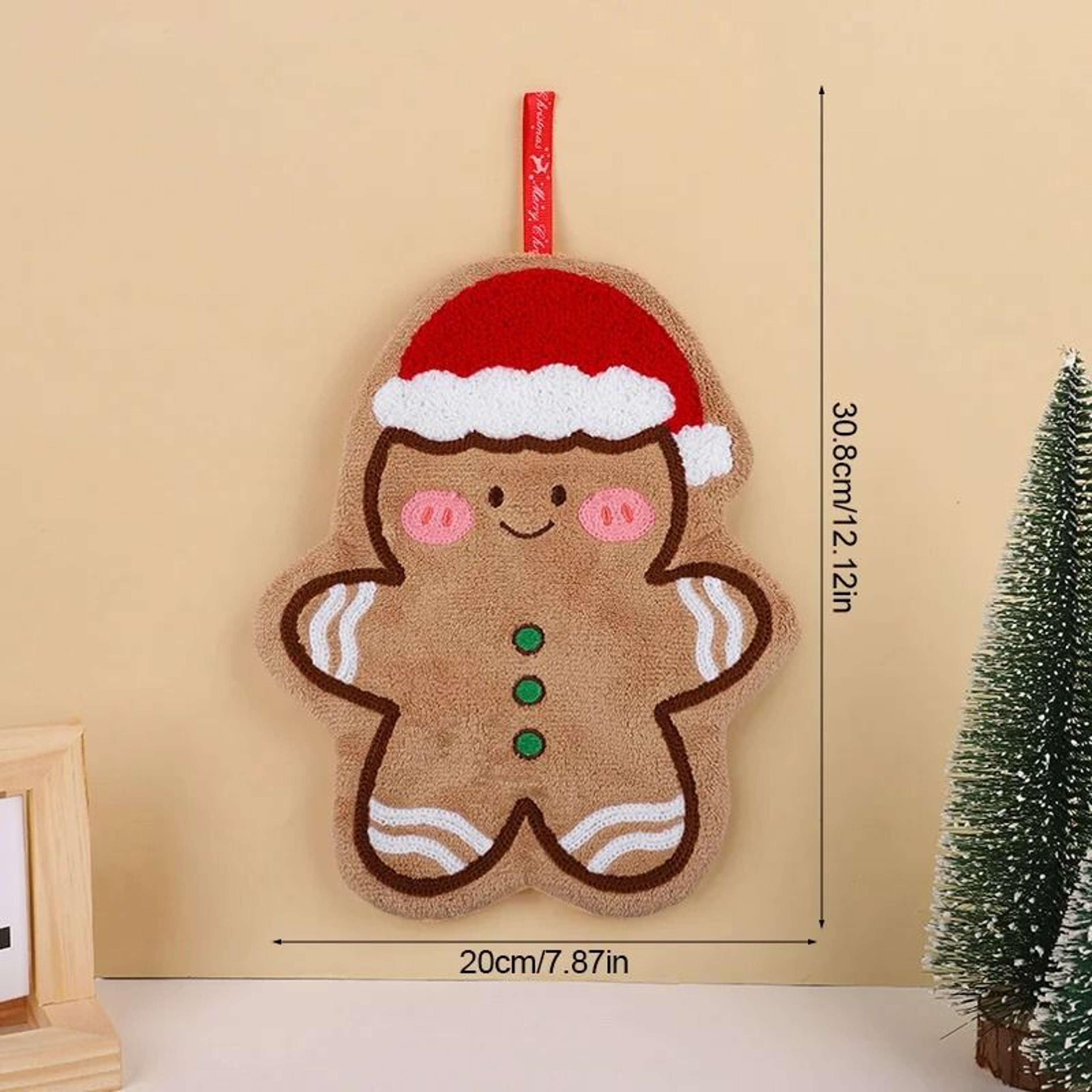 Cute Christmas Coral Fleece Hand Towel With Gingerbread And Snowman Designs 7