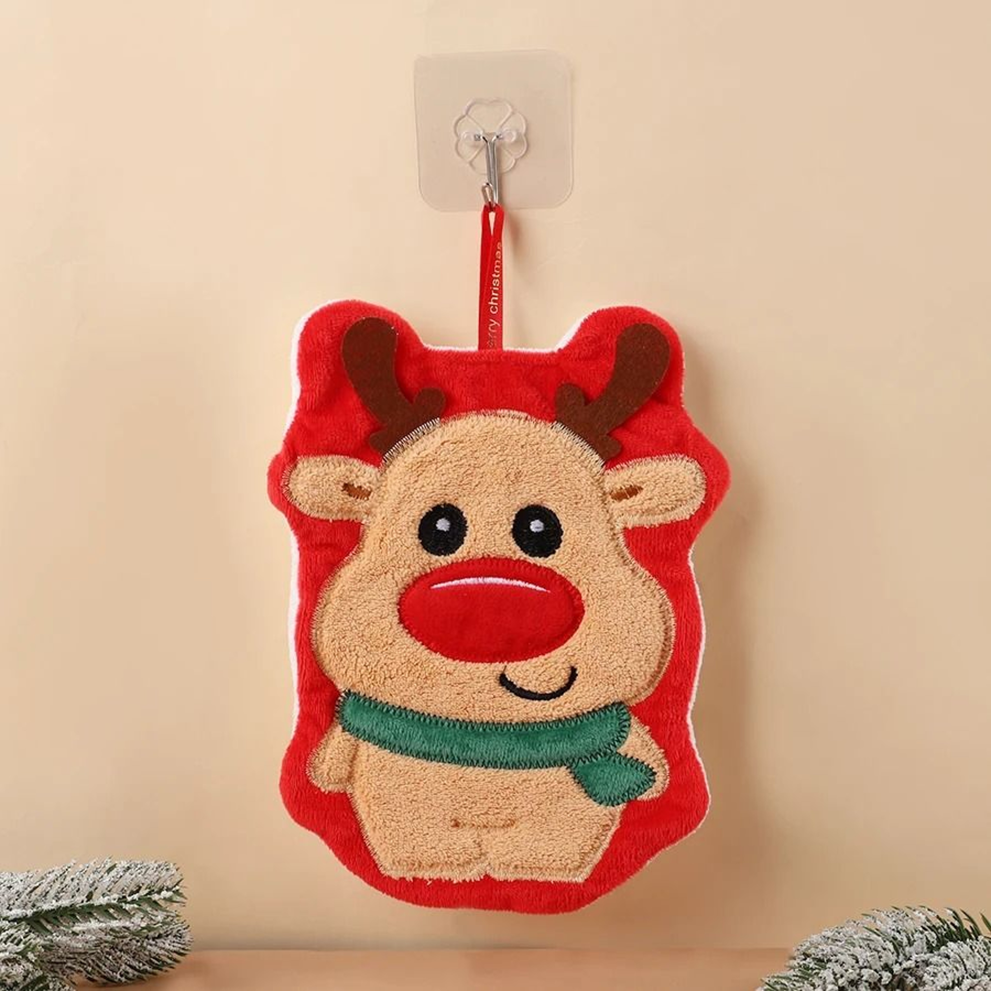 Cute Christmas Coral Fleece Hand Towel With Gingerbread And Snowman Designs 8