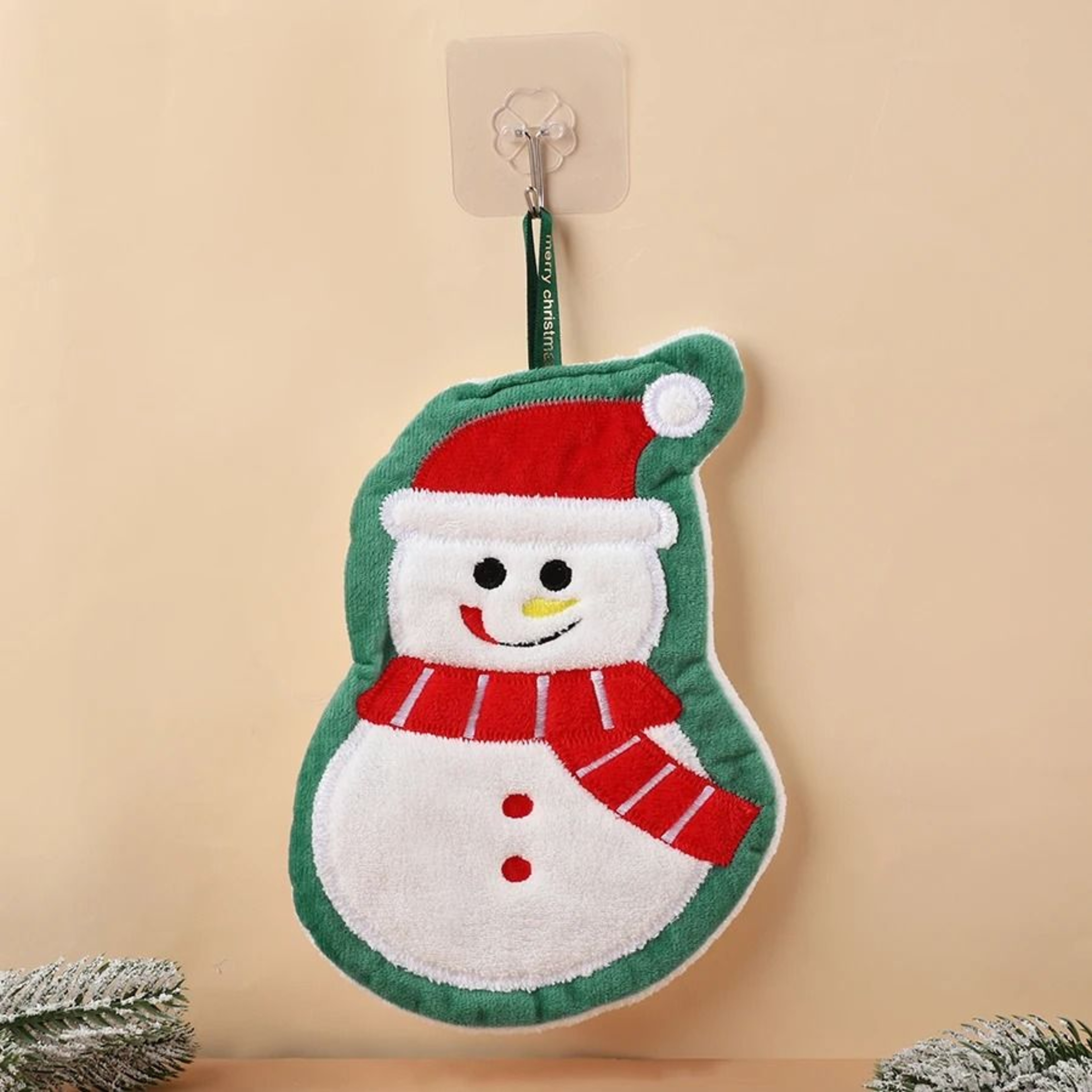 Cute Christmas Coral Fleece Hand Towel With Gingerbread And Snowman Designs 4
