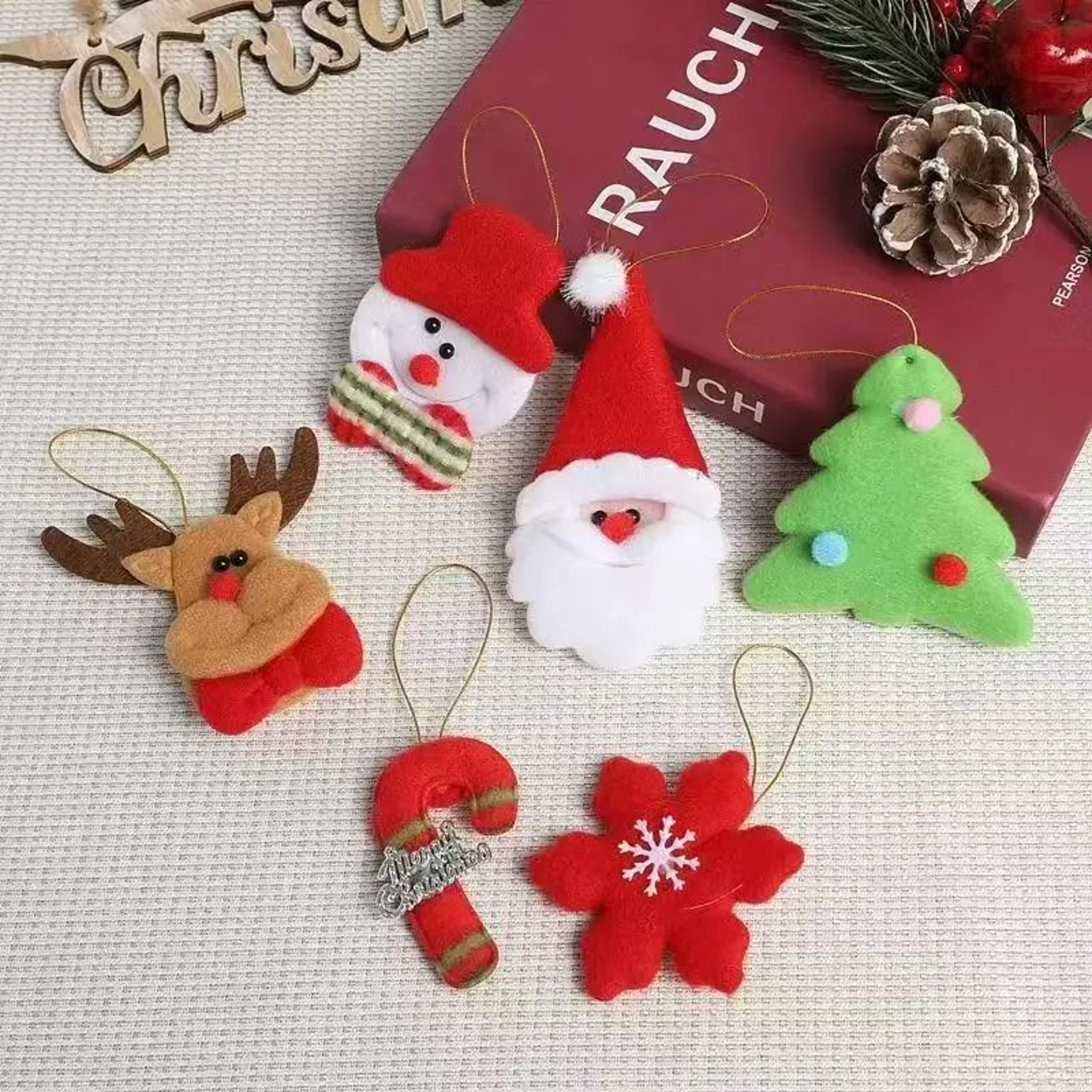 6Piece Cute Plush Santa Christmas Tree Hanging Ornaments 3