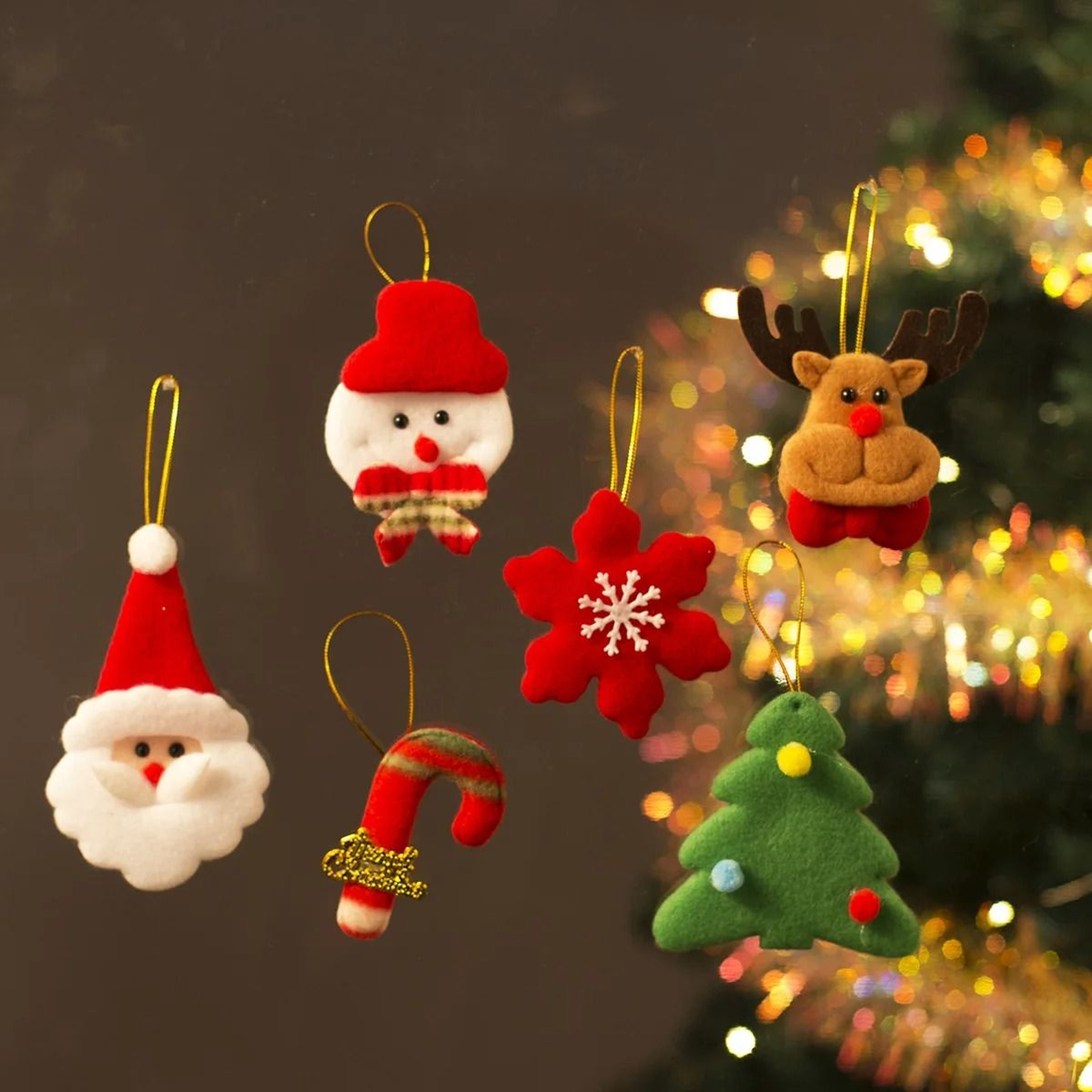 6Piece Cute Plush Santa Christmas Tree Hanging Ornaments 6