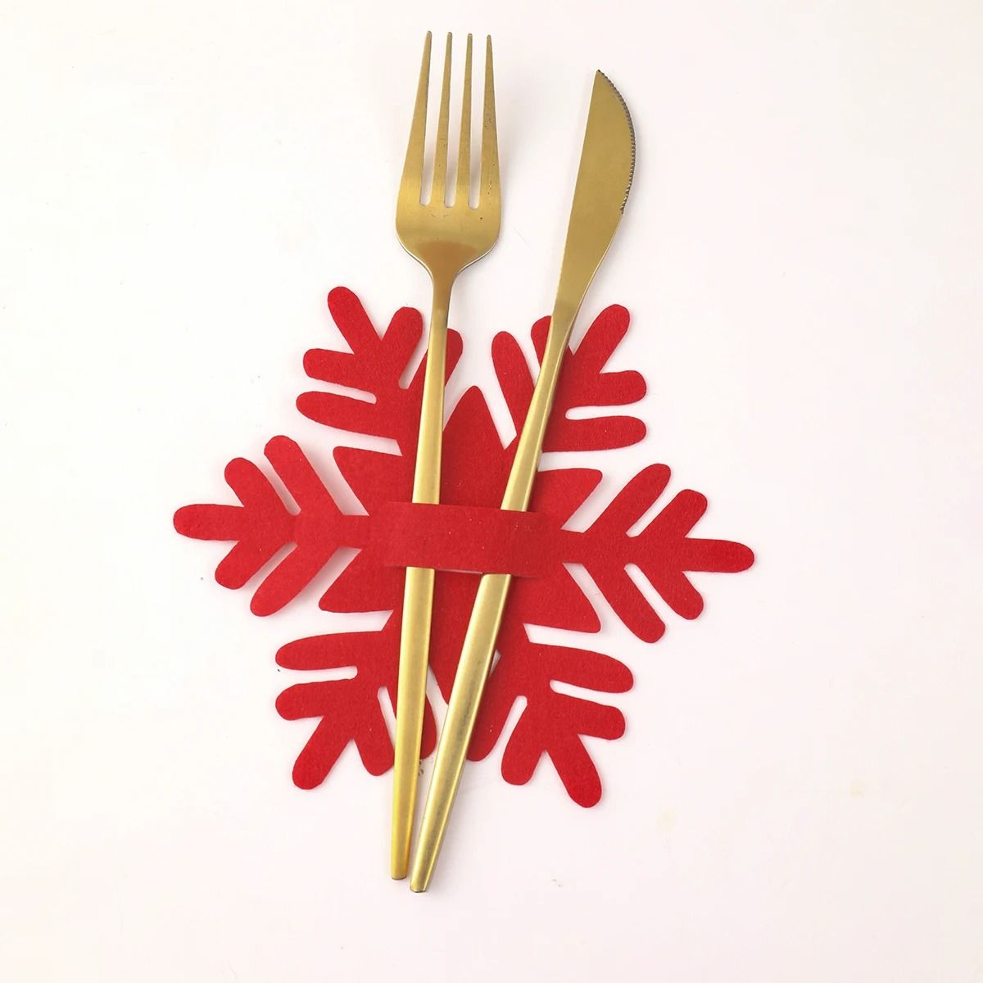 12Piece Christmas Felt Cutlery Holders With Tree And Snowflake Designs 6