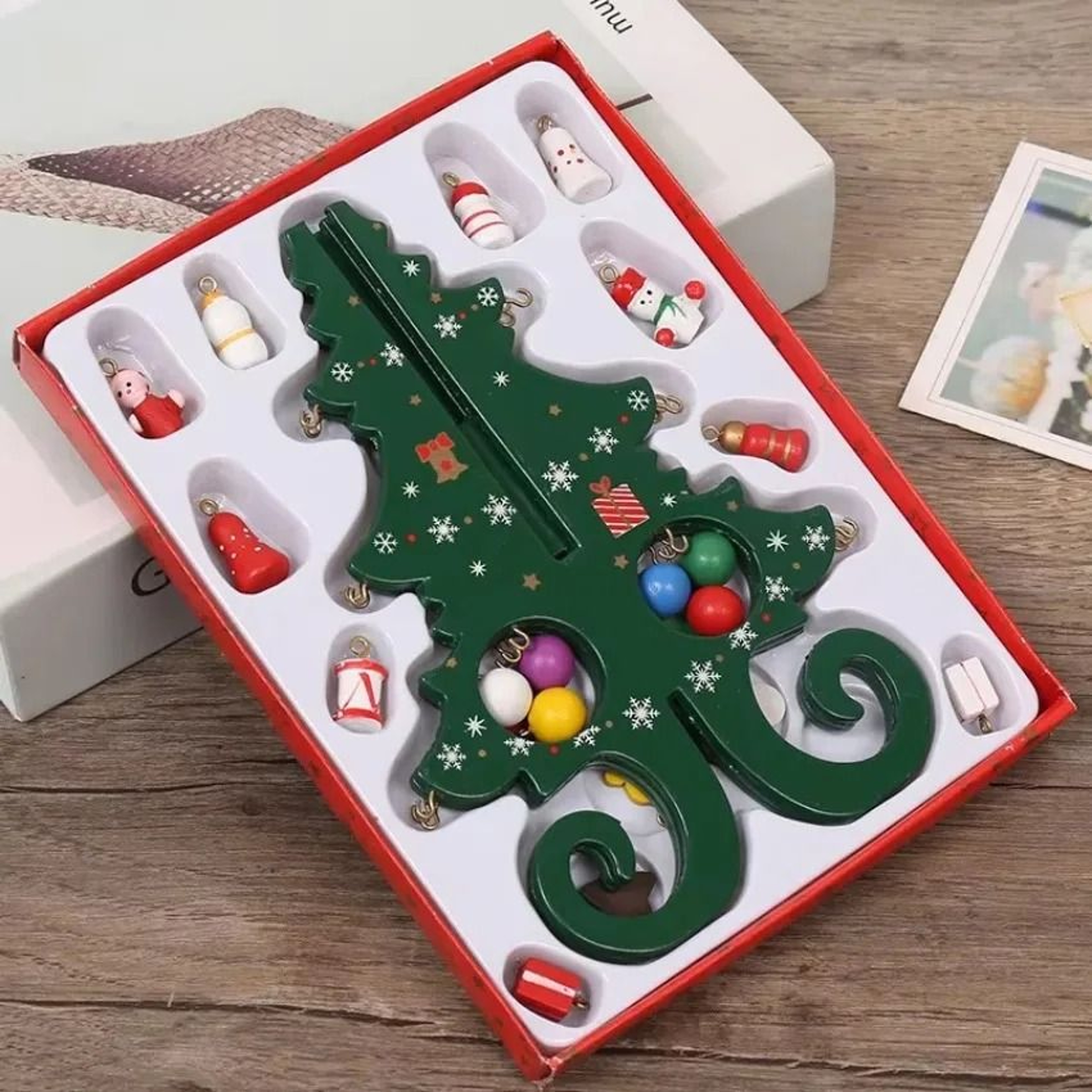 Mini Wooden Christmas Tree Tabletop Ornament For Festive Home Decor 1