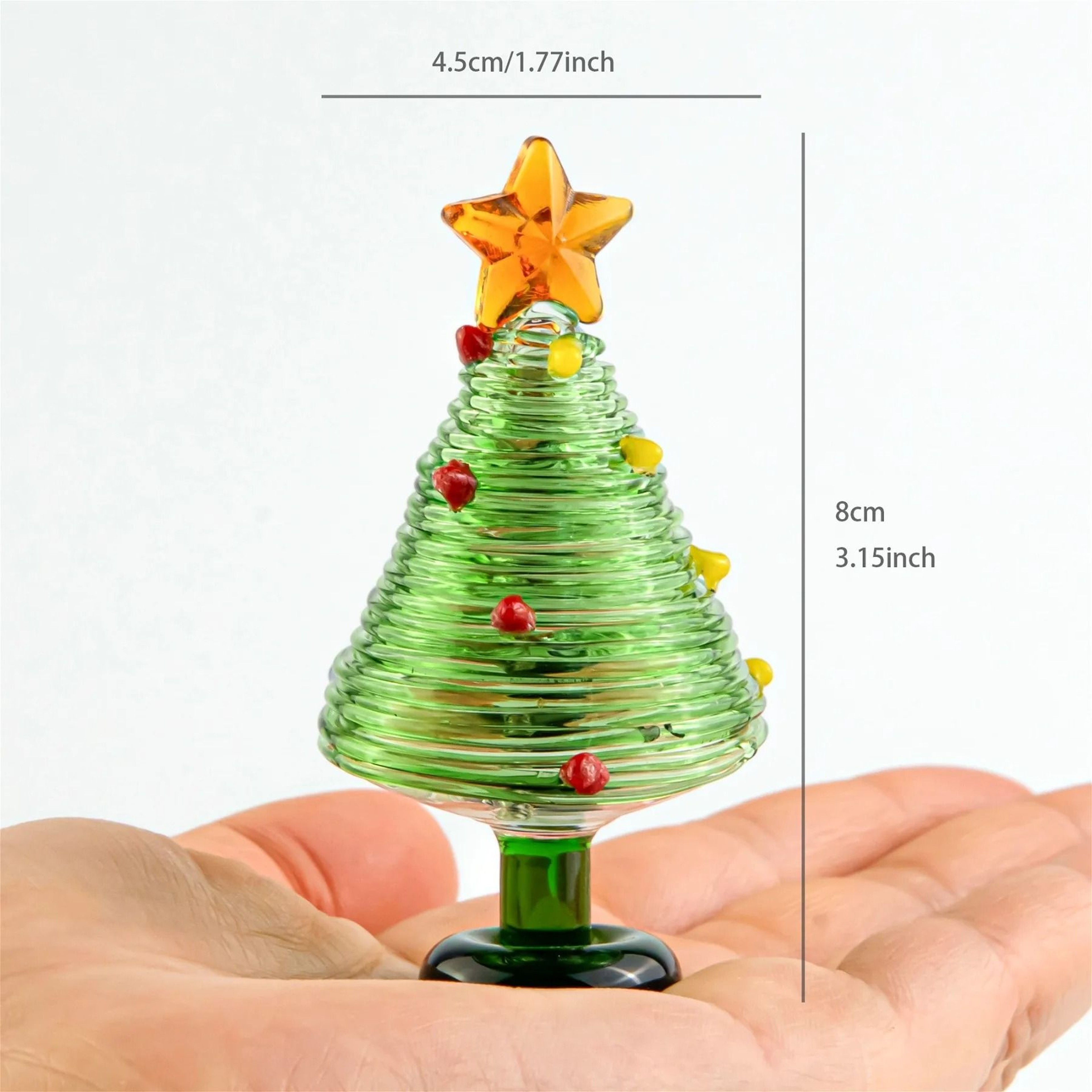 HandBlown Glass Christmas Tree Figurine With Star Topper 1