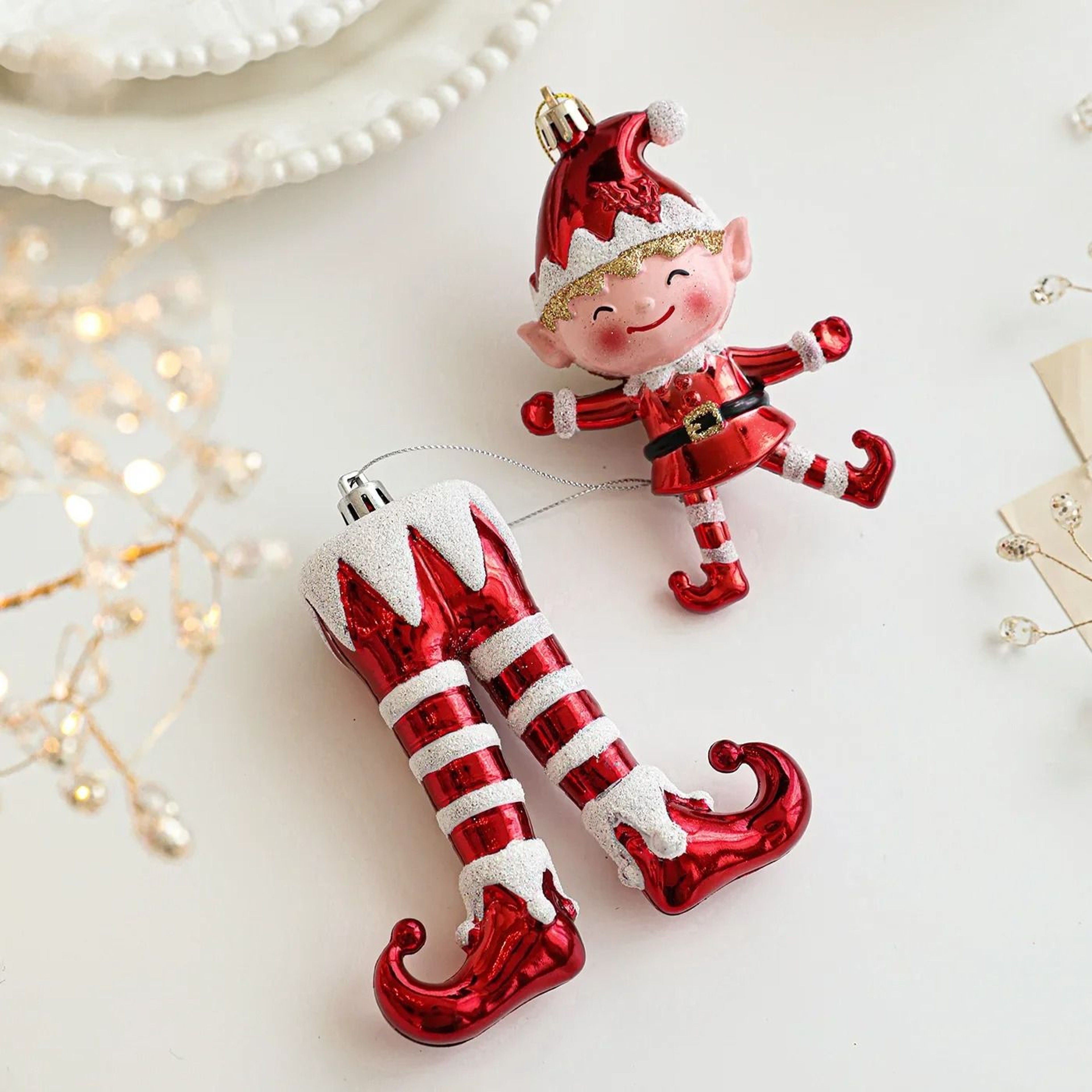 Cute Red And White Christmas Tree Hanging Ornaments For Festive Home Decor 11