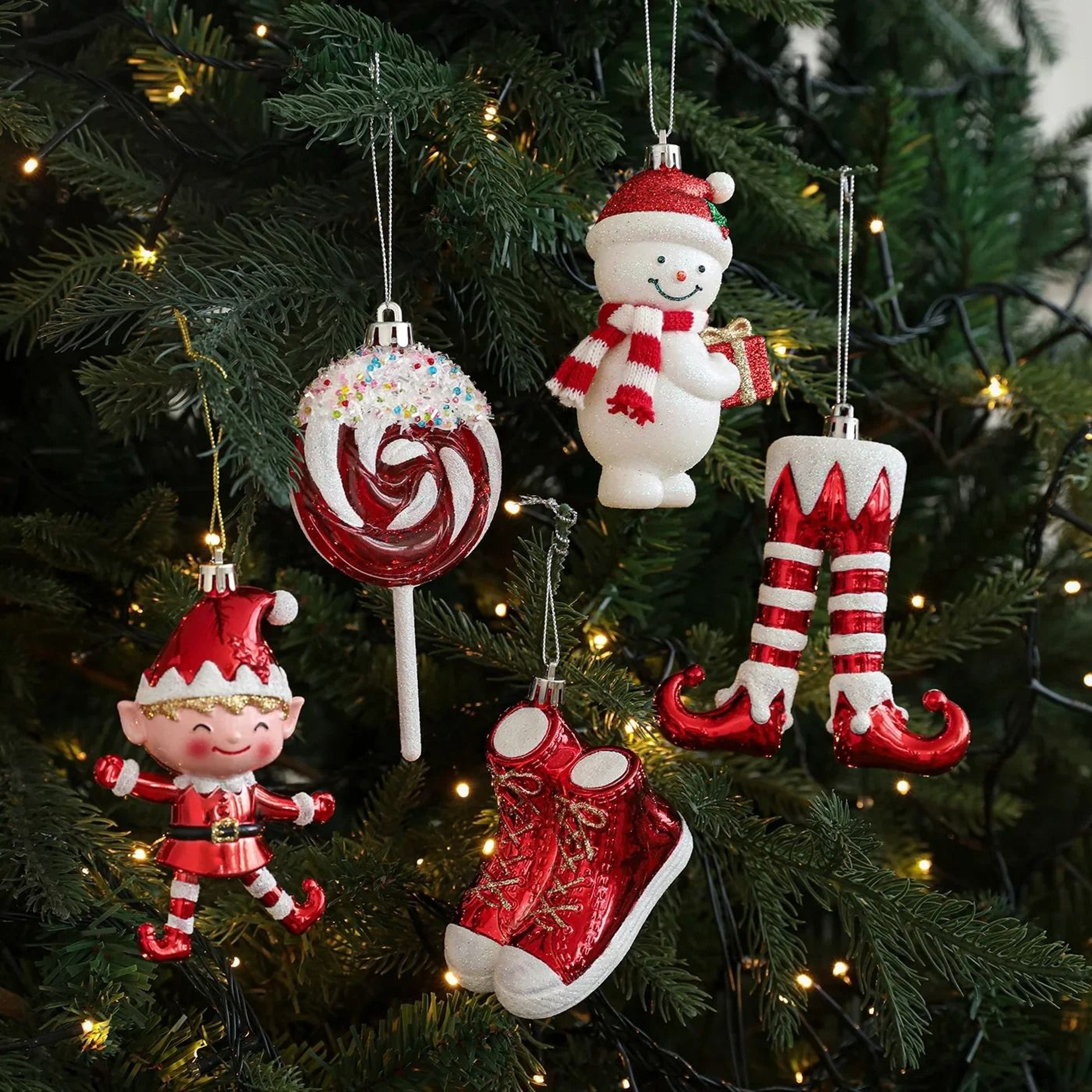 Cute Red And White Christmas Tree Hanging Ornaments For Festive Home Decor 8
