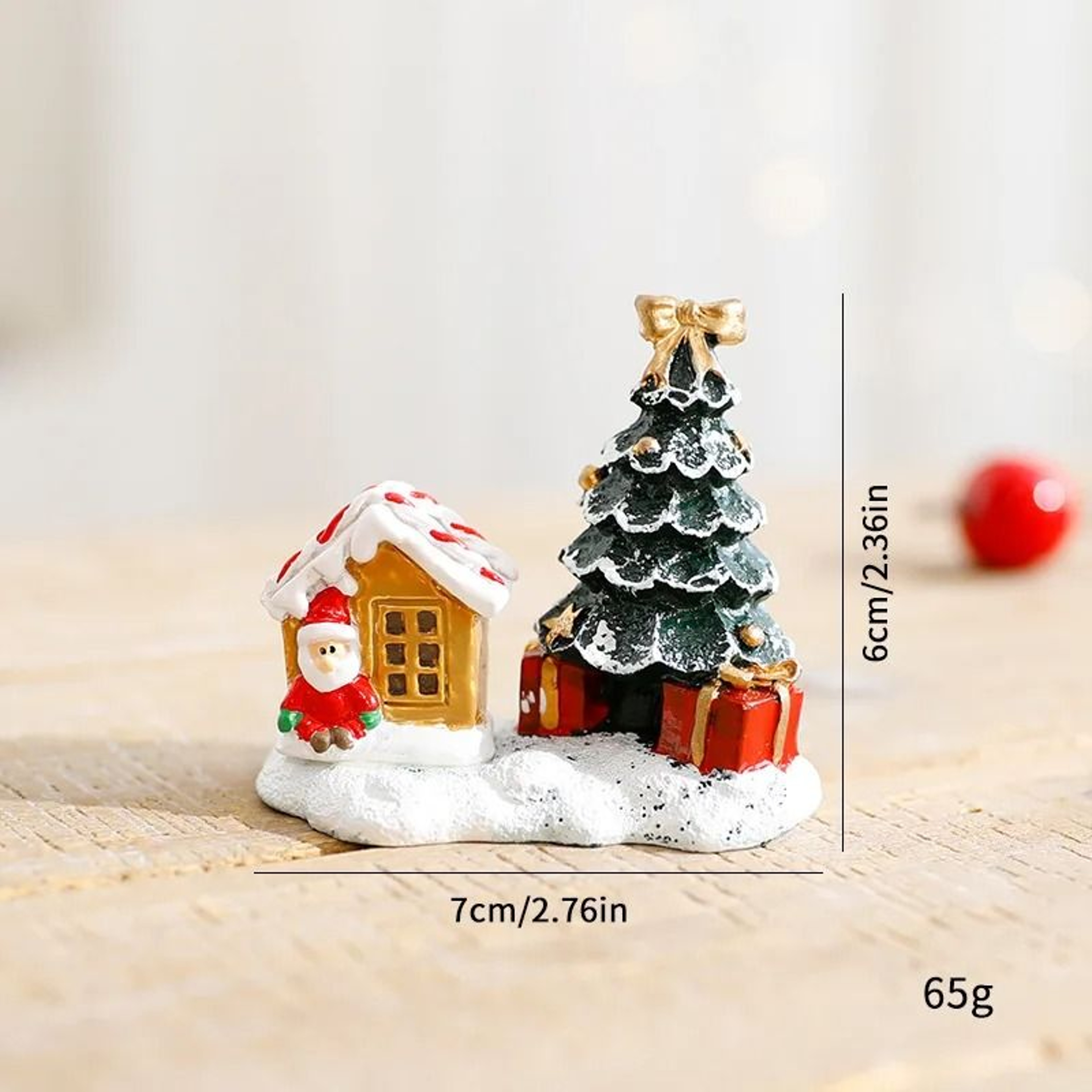 Mini Christmas Village Figurine With Snowman Reindeer And Winter House 1