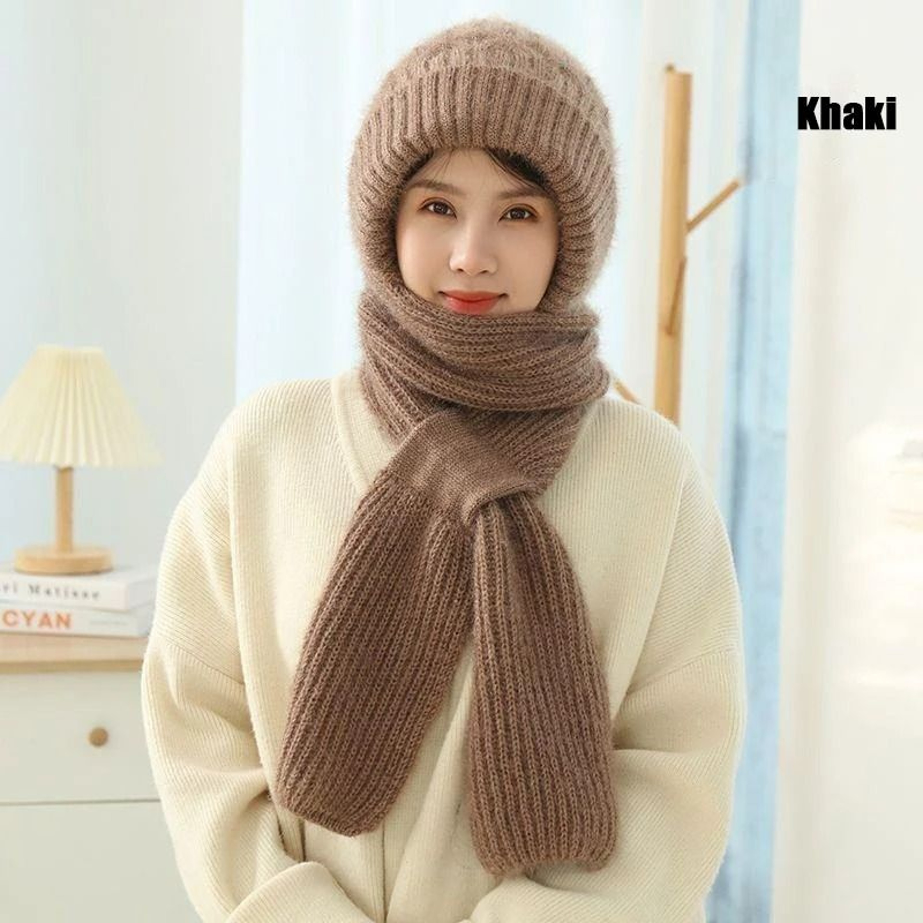 Womens Thickened Knit Winter Hat And Scarf Combo For Cozy Warmth 6